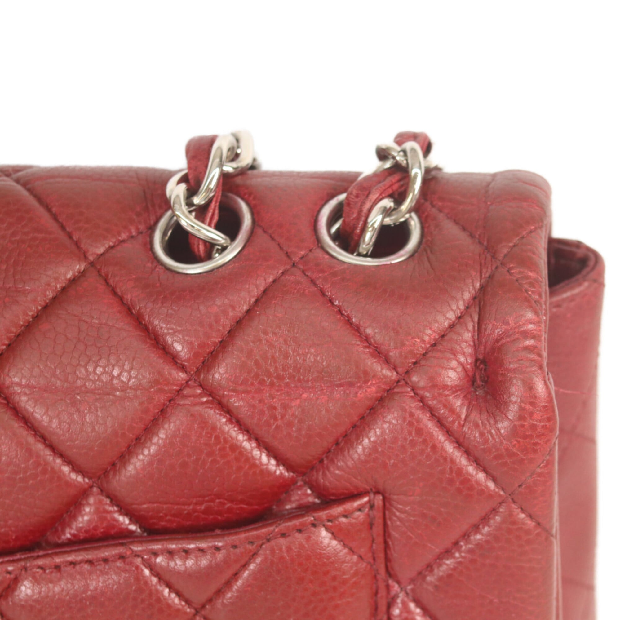 Chanel Red Color Grained Calfskin Tote Bag (Pre-Owned)