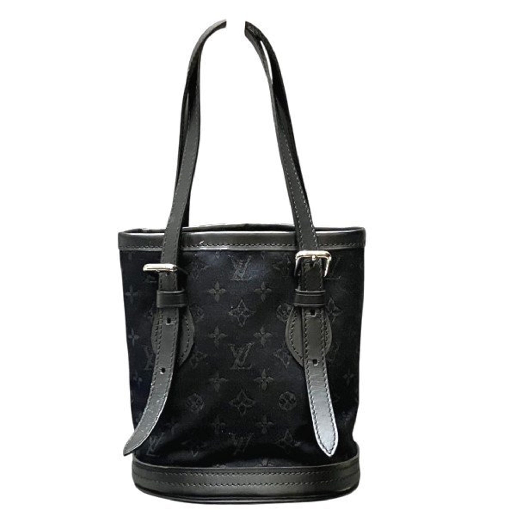 Louis Vuitton Noir Satin Leather Tote Bag (Pre-Owned)