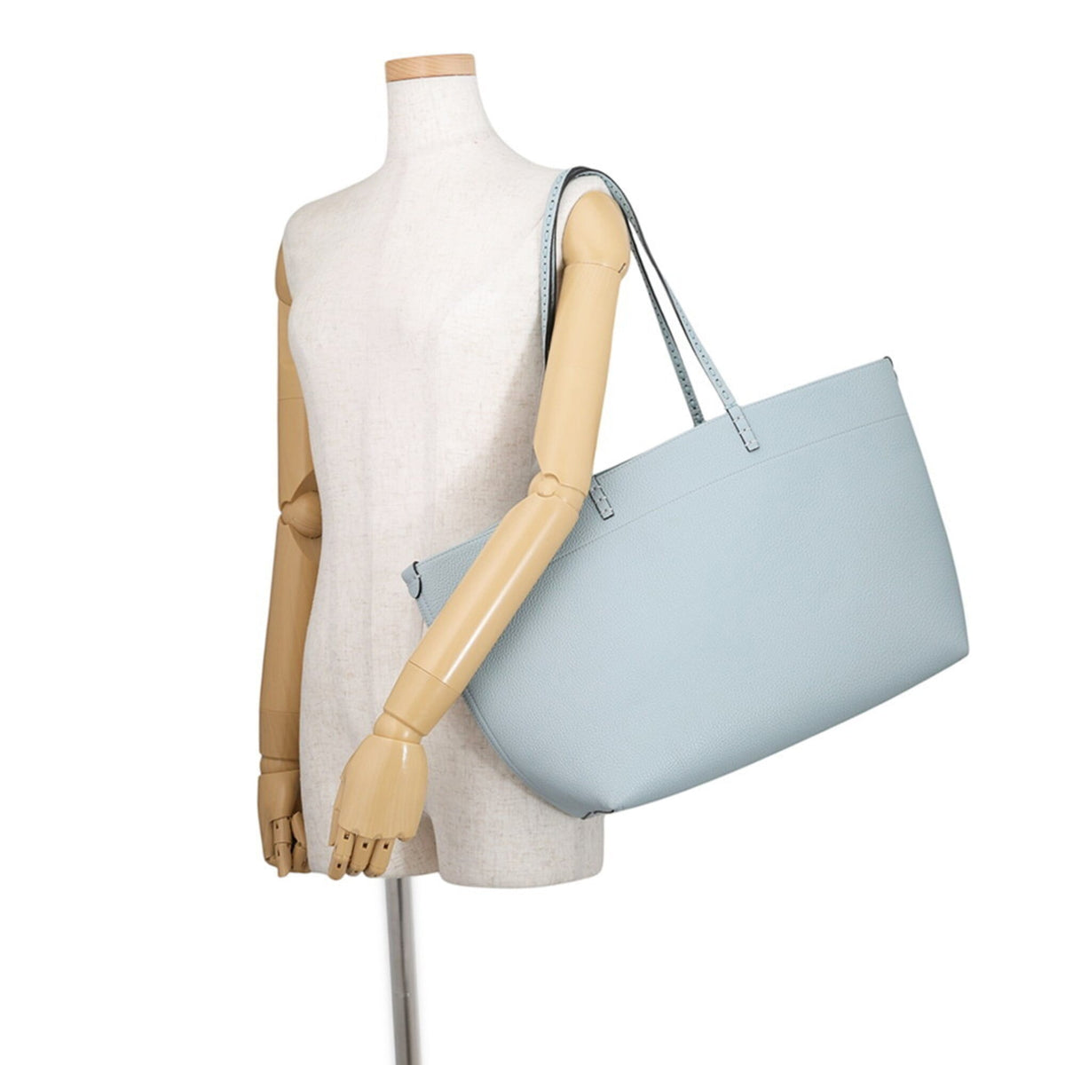 Fendi Selleria Light Blue Leather Handbag Pouch Tote Bag (Pre-Owned)