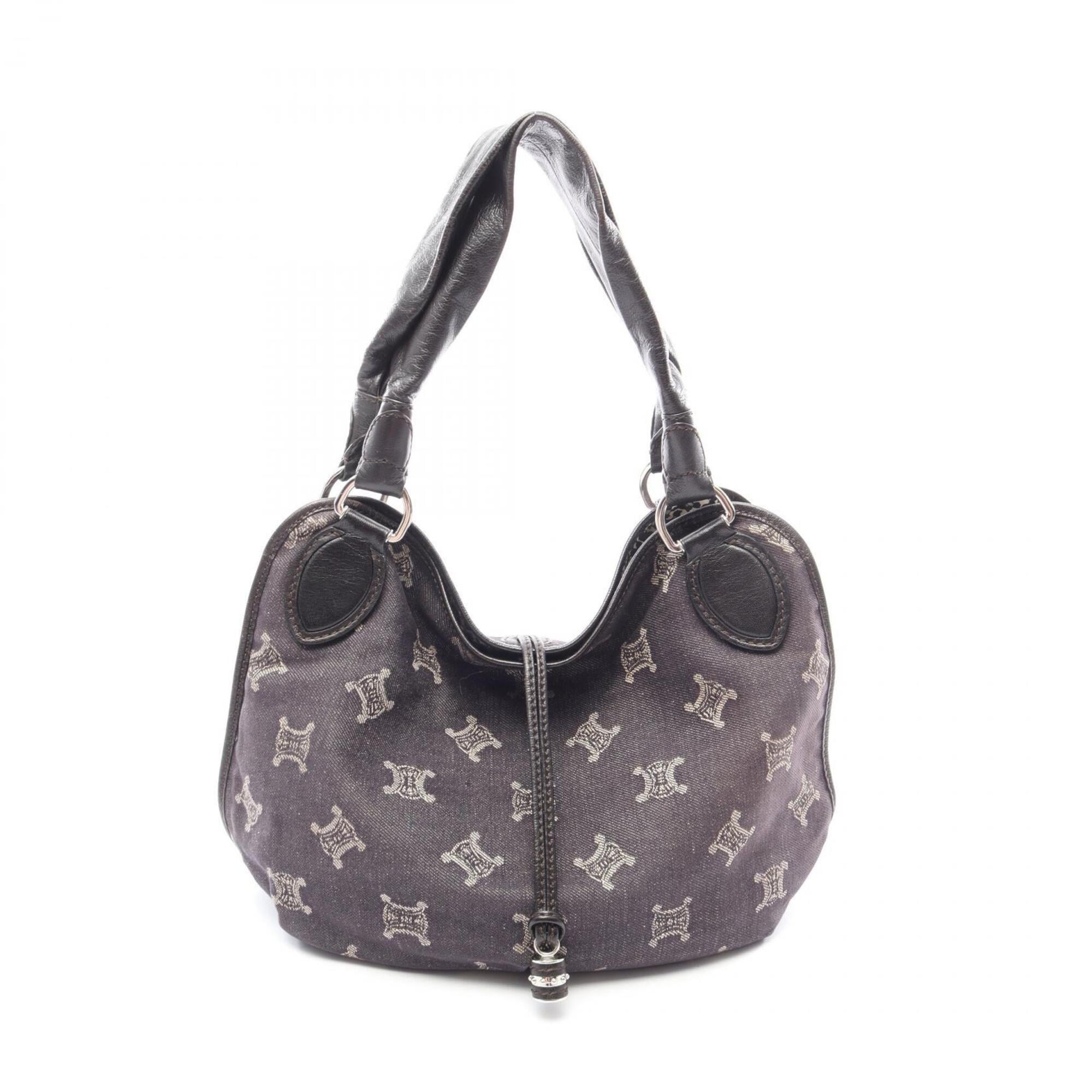 Celine Brown Navy Denim Leather Handbag (Pre-Owned)