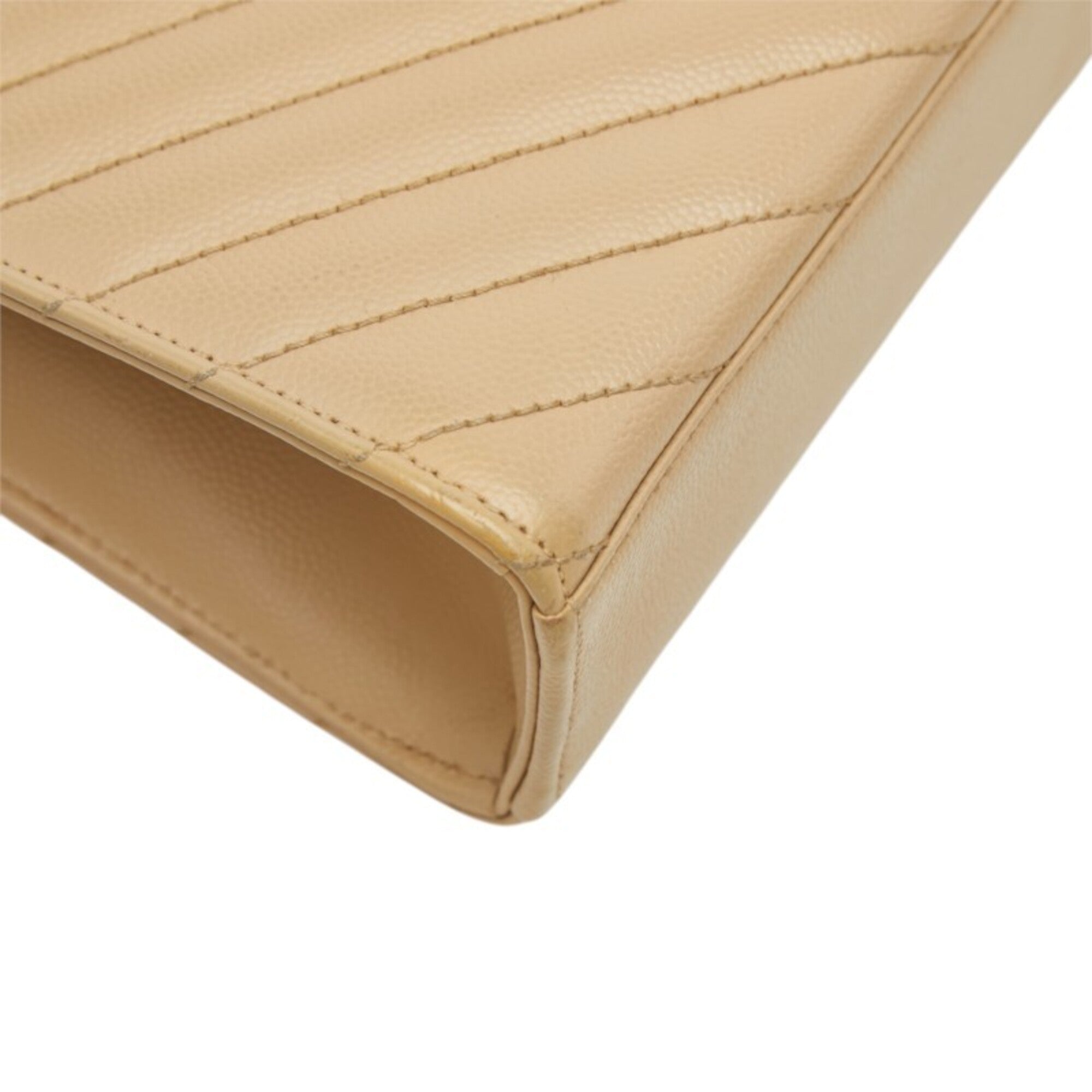 Saint Laurent Beige Gold Leather Shoulder Bag (Pre-Owned)