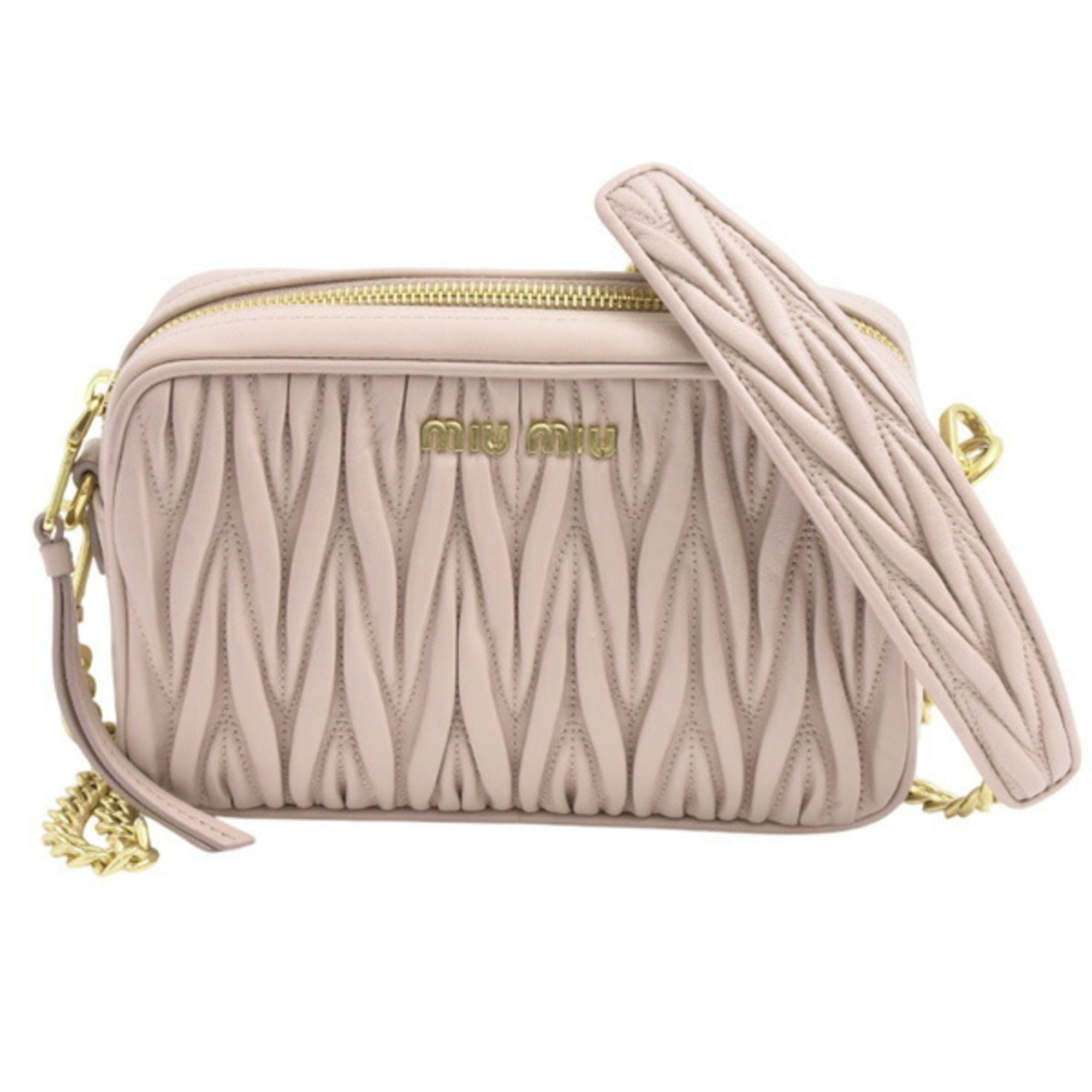 Miu Miu Matelasse Pink Leather Shoulder Bag (Pre-Owned)