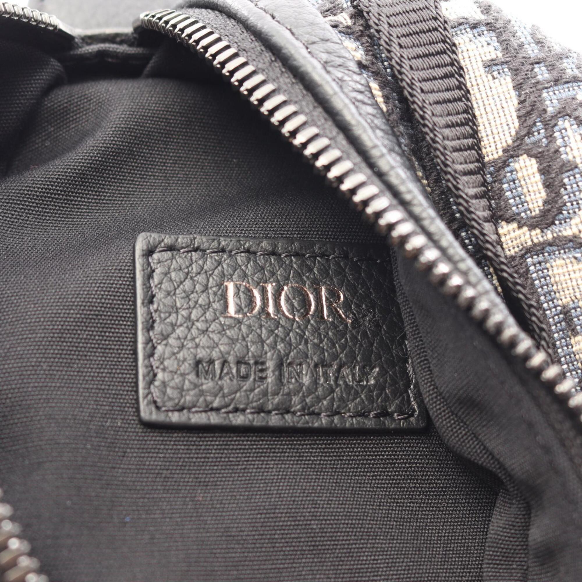 Christian Dior Beige Black Navy Canvas Leather Fanny Pack Handbag (Pre-Owned)