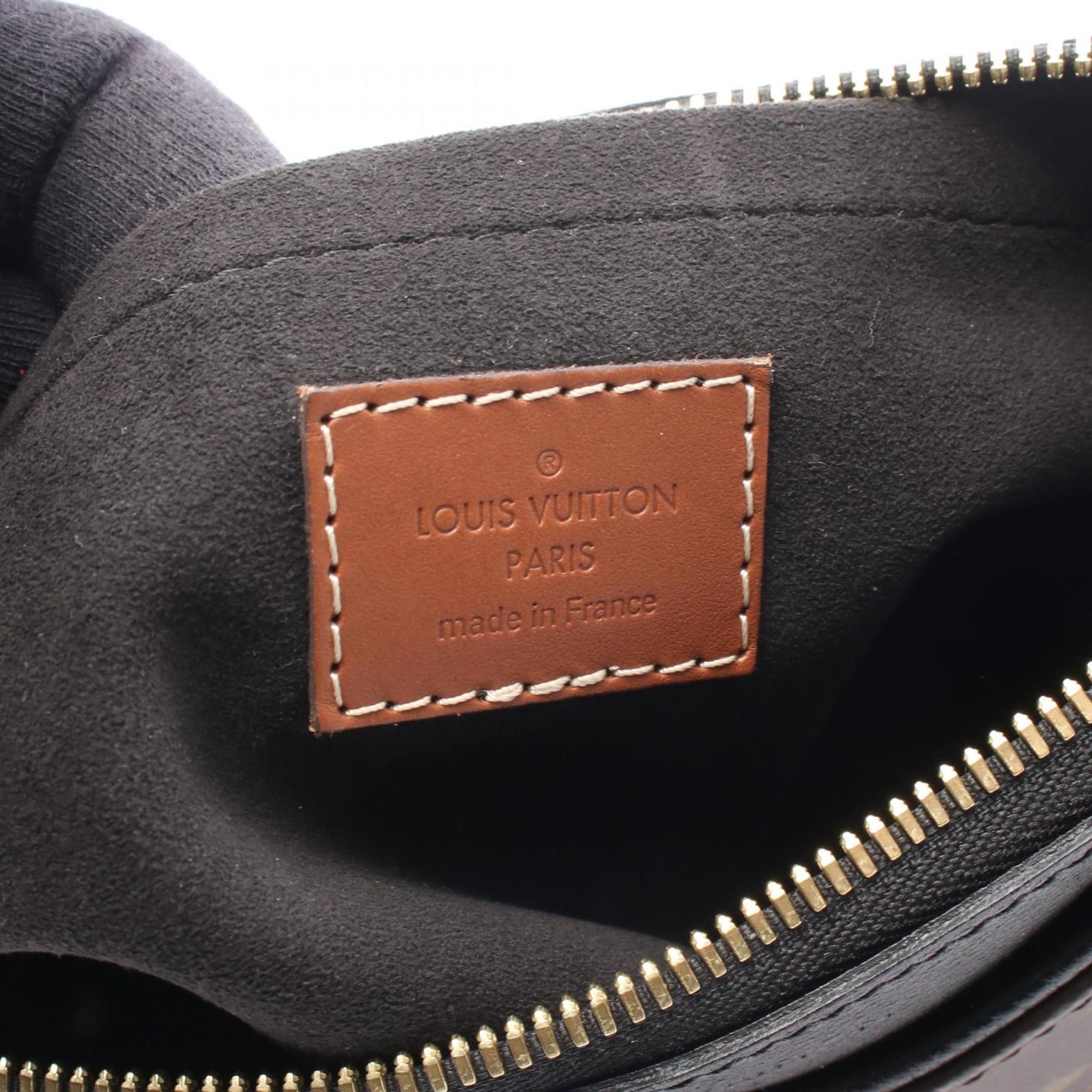 Louis Vuitton Black Brown Monogram Coated Canvas Leather Handbag (Pre-Owned)