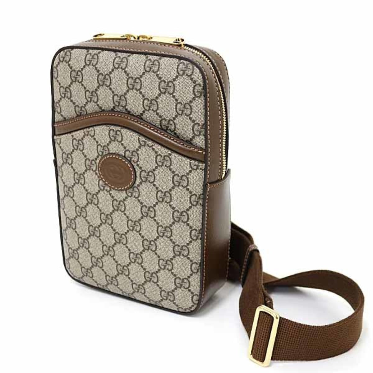 Gucci Beige Brown Gg Supreme Leather Sling Bag (Pre-Owned)