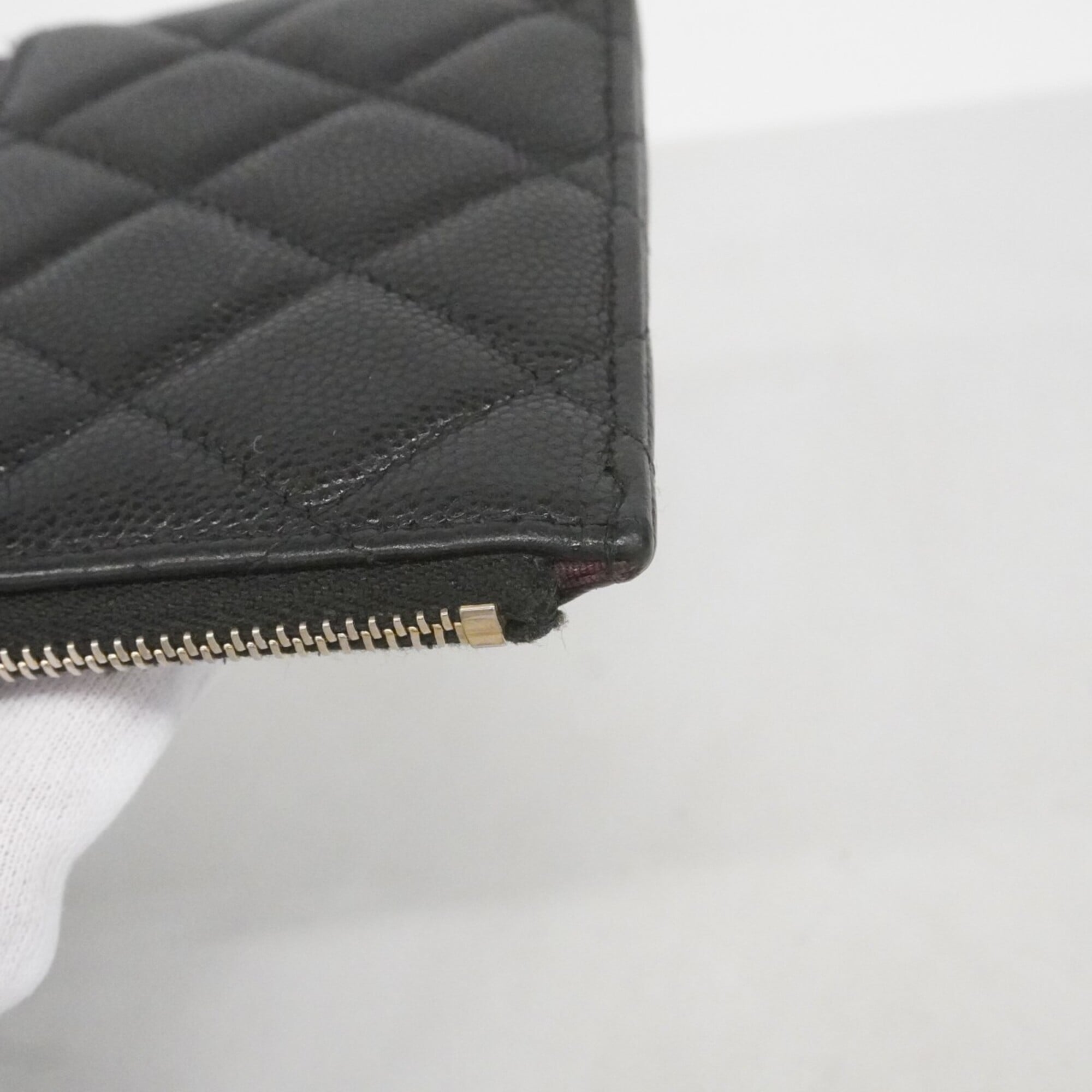 Chanel Black Grained Calfskin Long Wallet (Bi-Fold) (Pre-Owned)