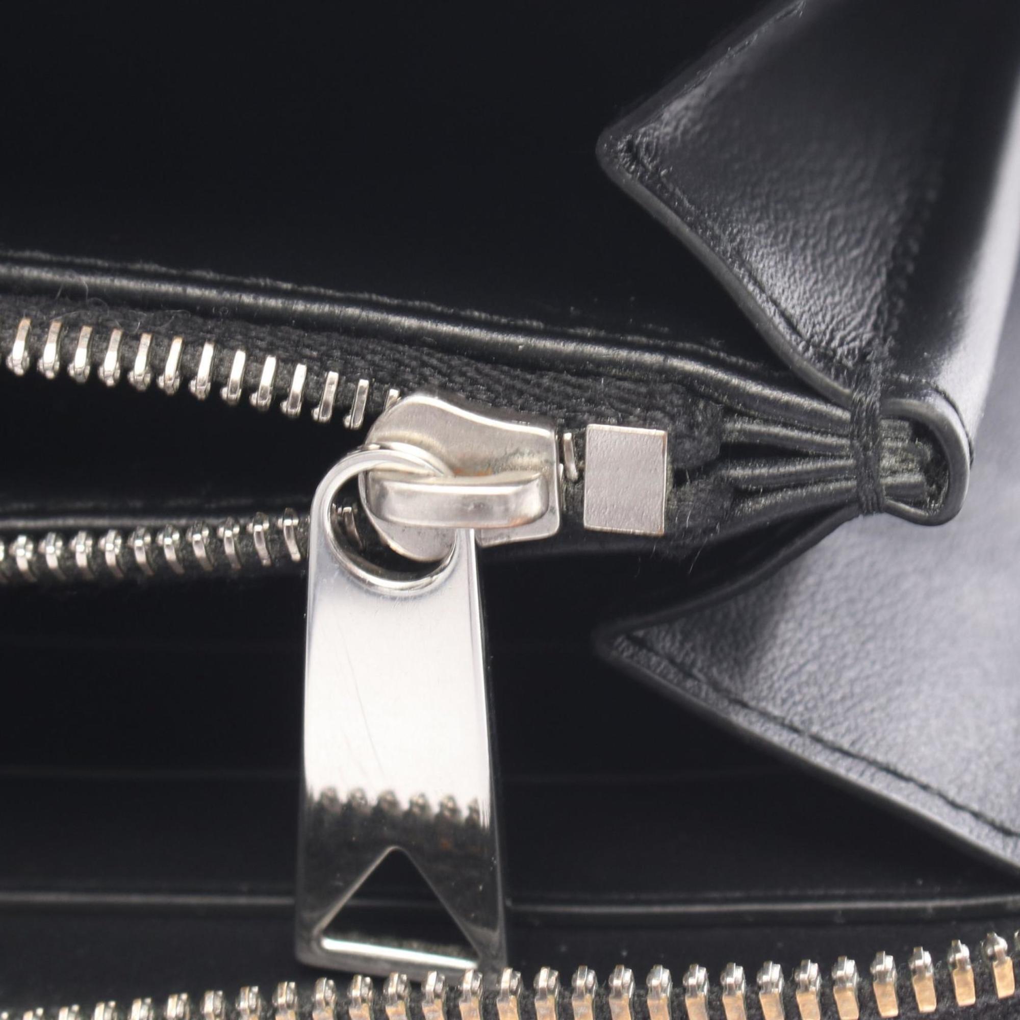 Bottega Veneta Black Leather Long Wallet (Bi-Fold) (Pre-Owned)