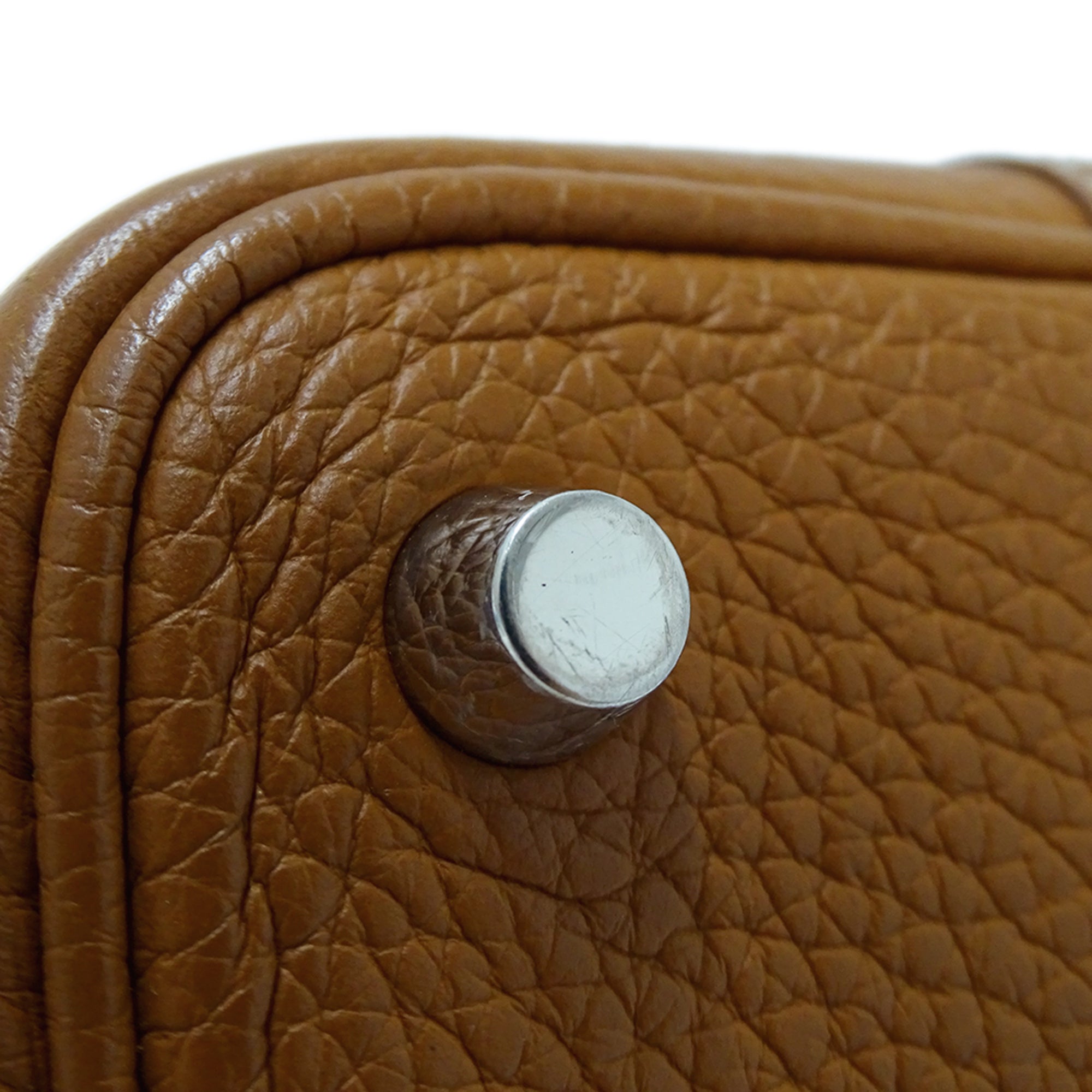 Hermes Brown Taurillon Clemence Leather Handbag Tote Bag (Pre-Owned)