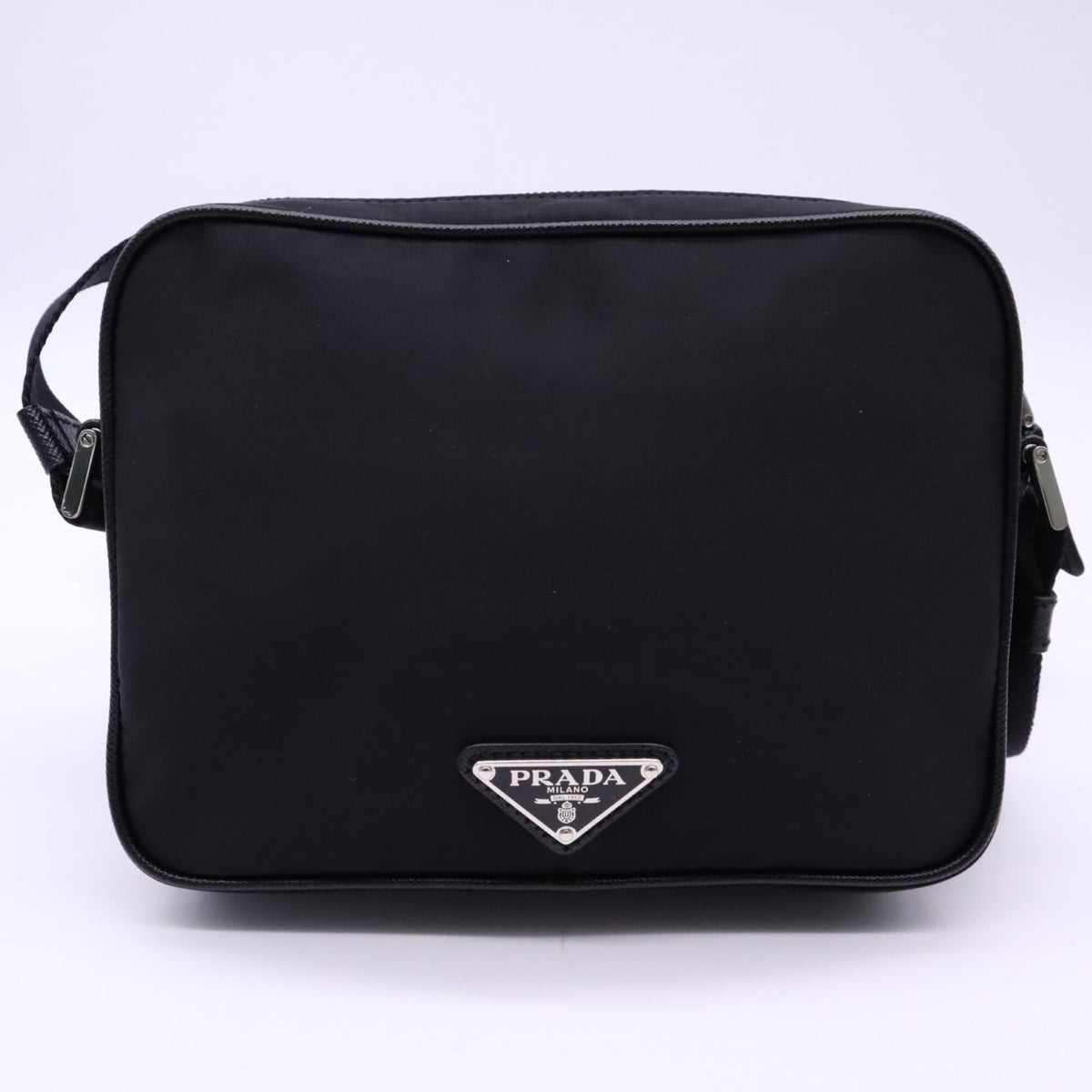 Prada Saffiano Black Nylon Shoulder Bag (Pre-Owned)