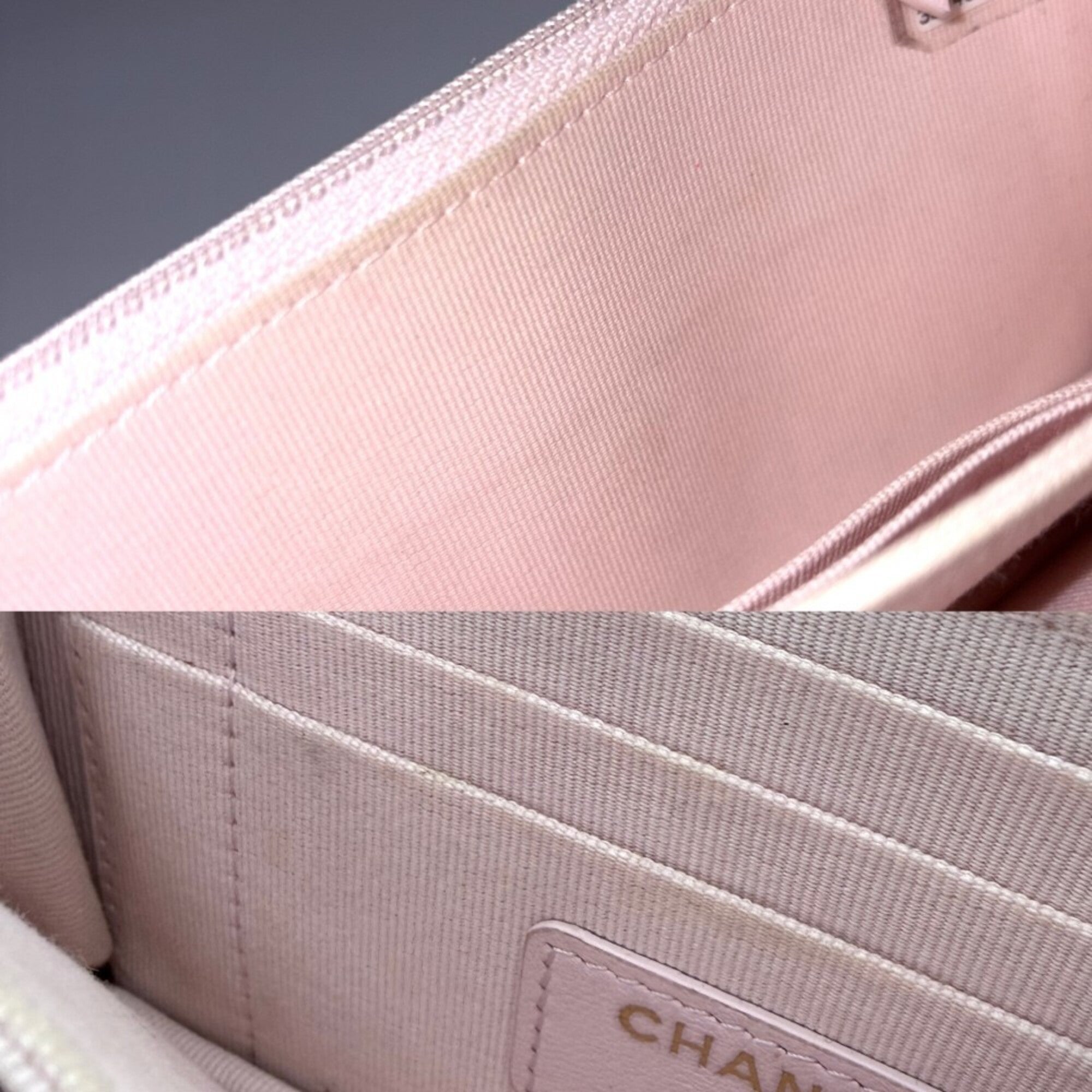 Chanel Pink Leather Chain/Shoulder Wallet (Pre-Owned)