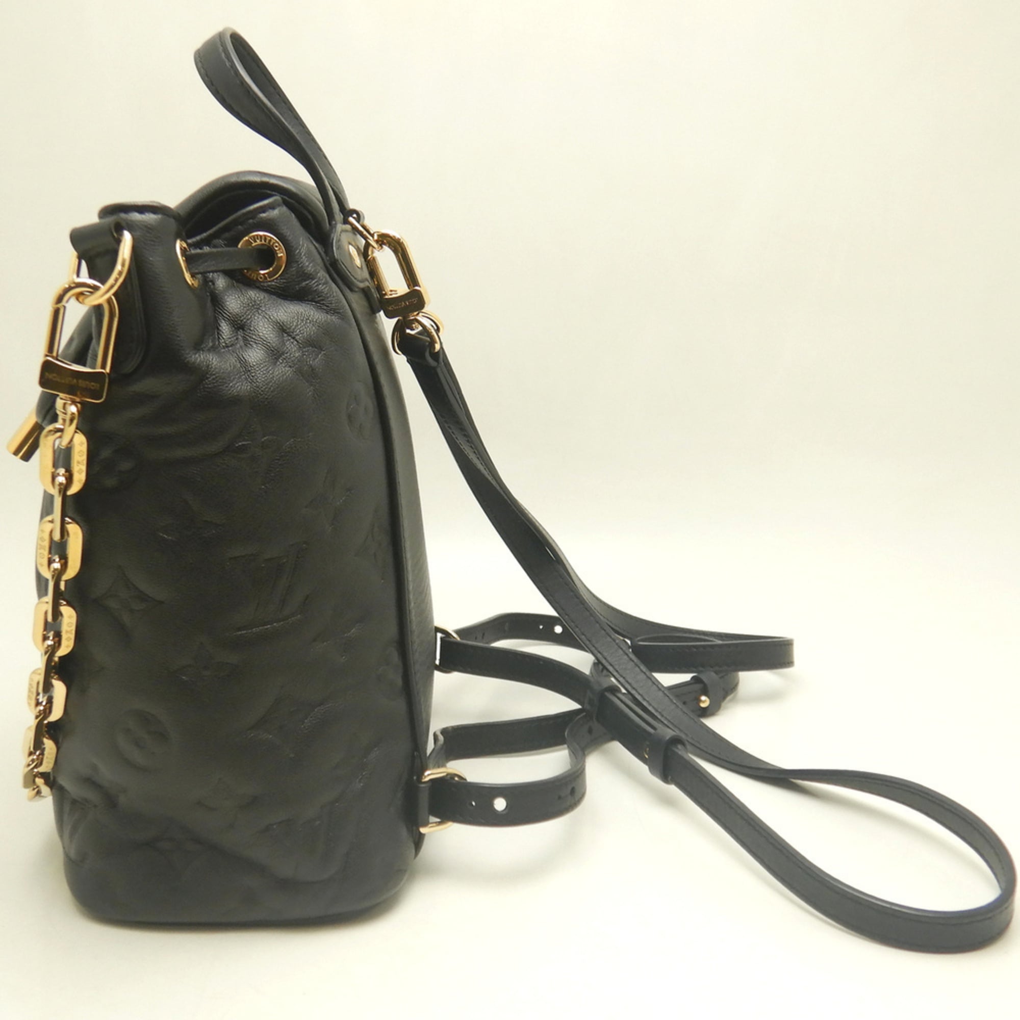 Louis Vuitton Noir Leather Backpack (Pre-Owned)