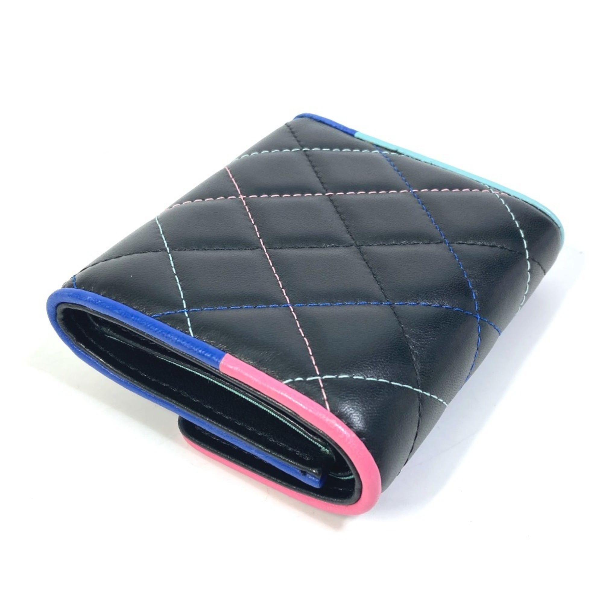 Chanel Black Leather Wallet (Tri-Fold) (Pre-Owned)