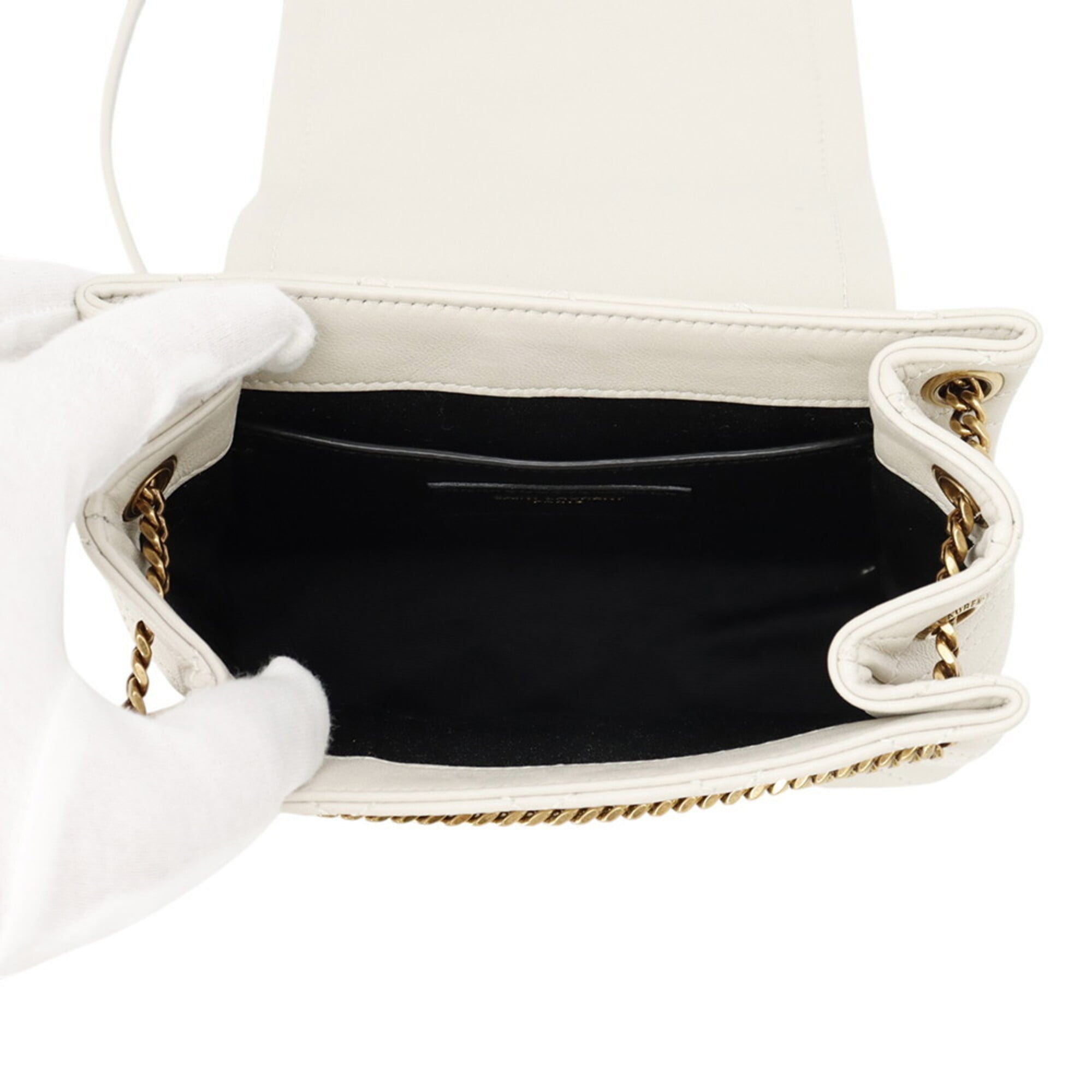 Saint Laurent White Leather Handbag Shoulder Bag (Pre-Owned)