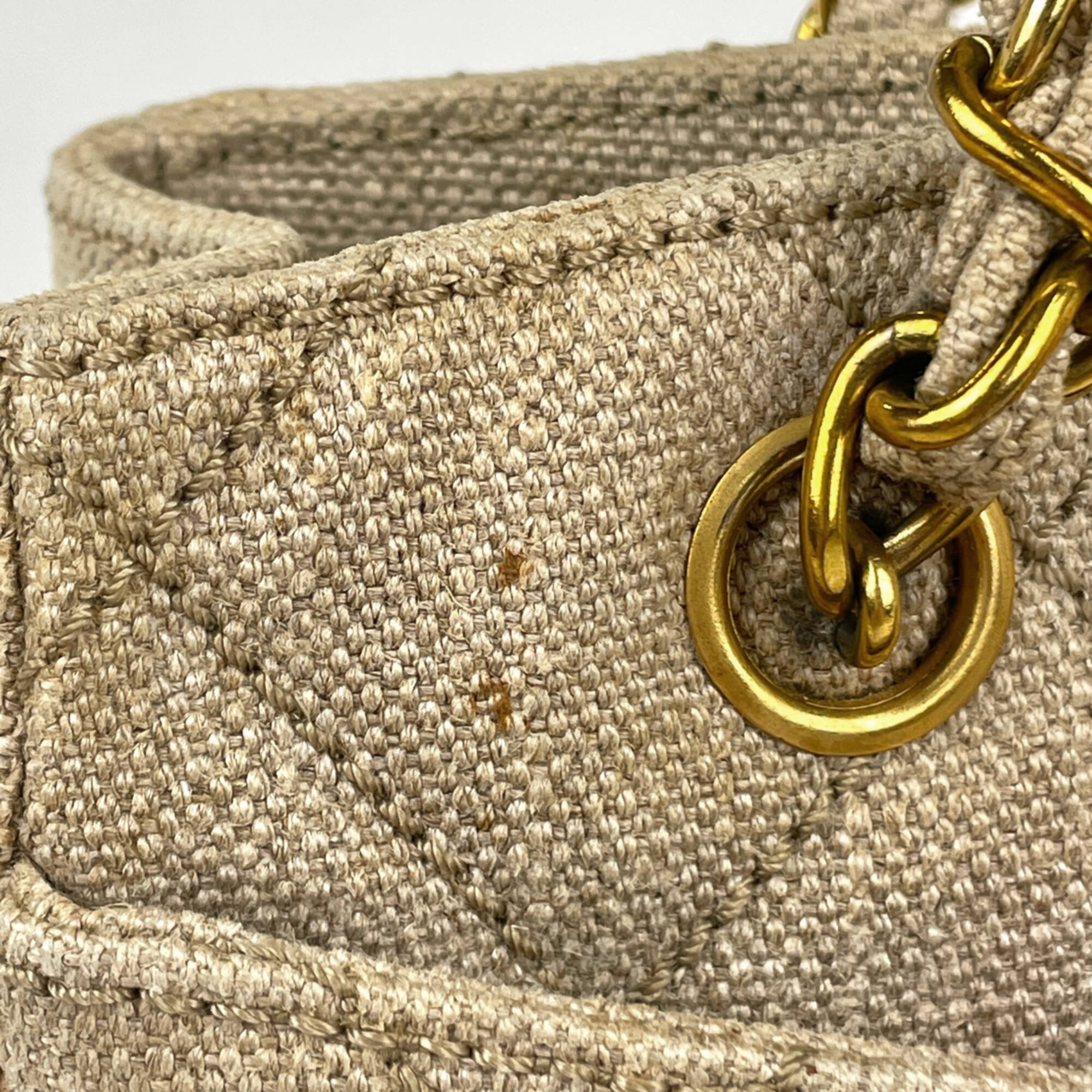 Chanel Beige Canvas Shoulder Bag Tote Bag (Pre-Owned)