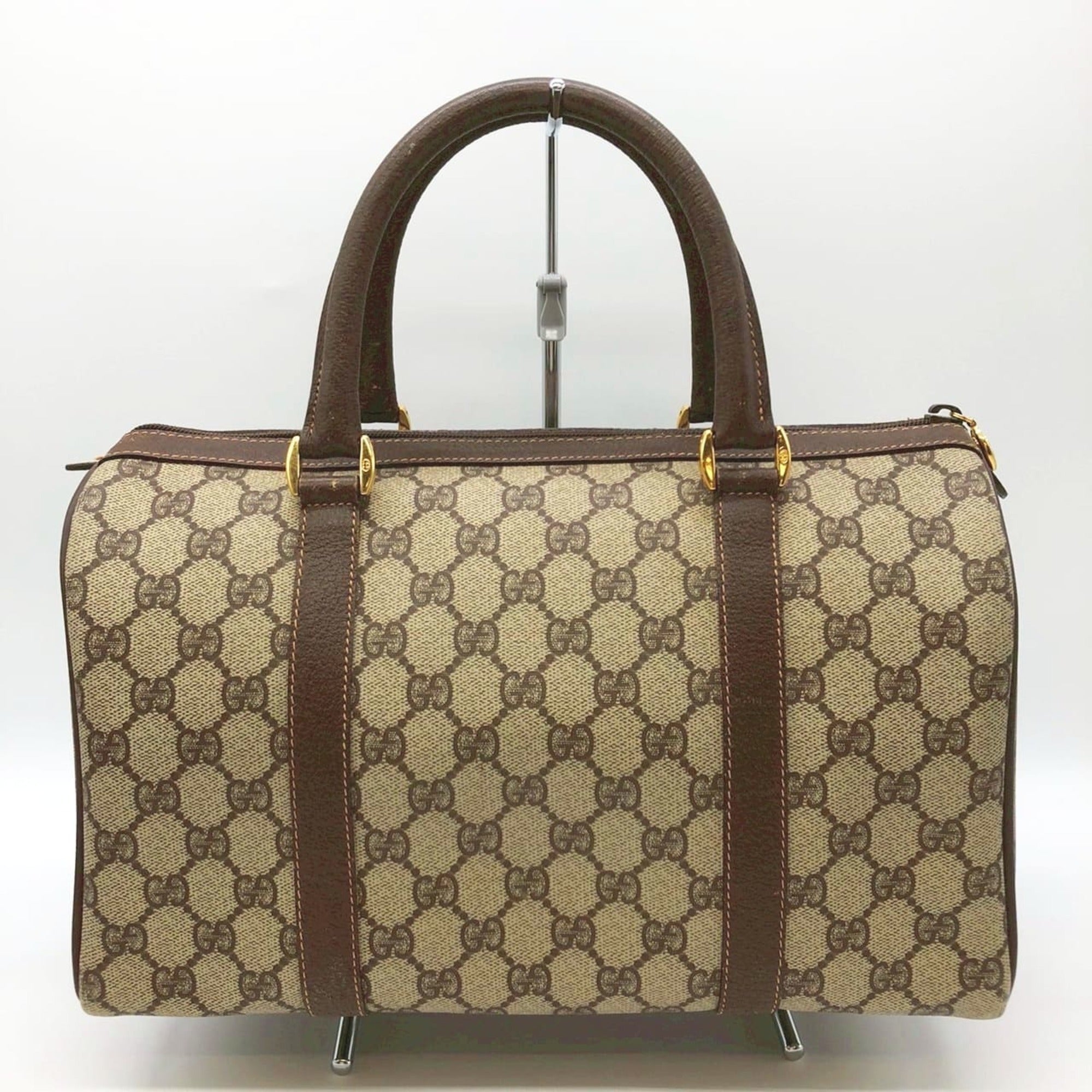 Gucci Brown Brown Gg Gg Supreme Boston Bag Handbag (Pre-Owned)