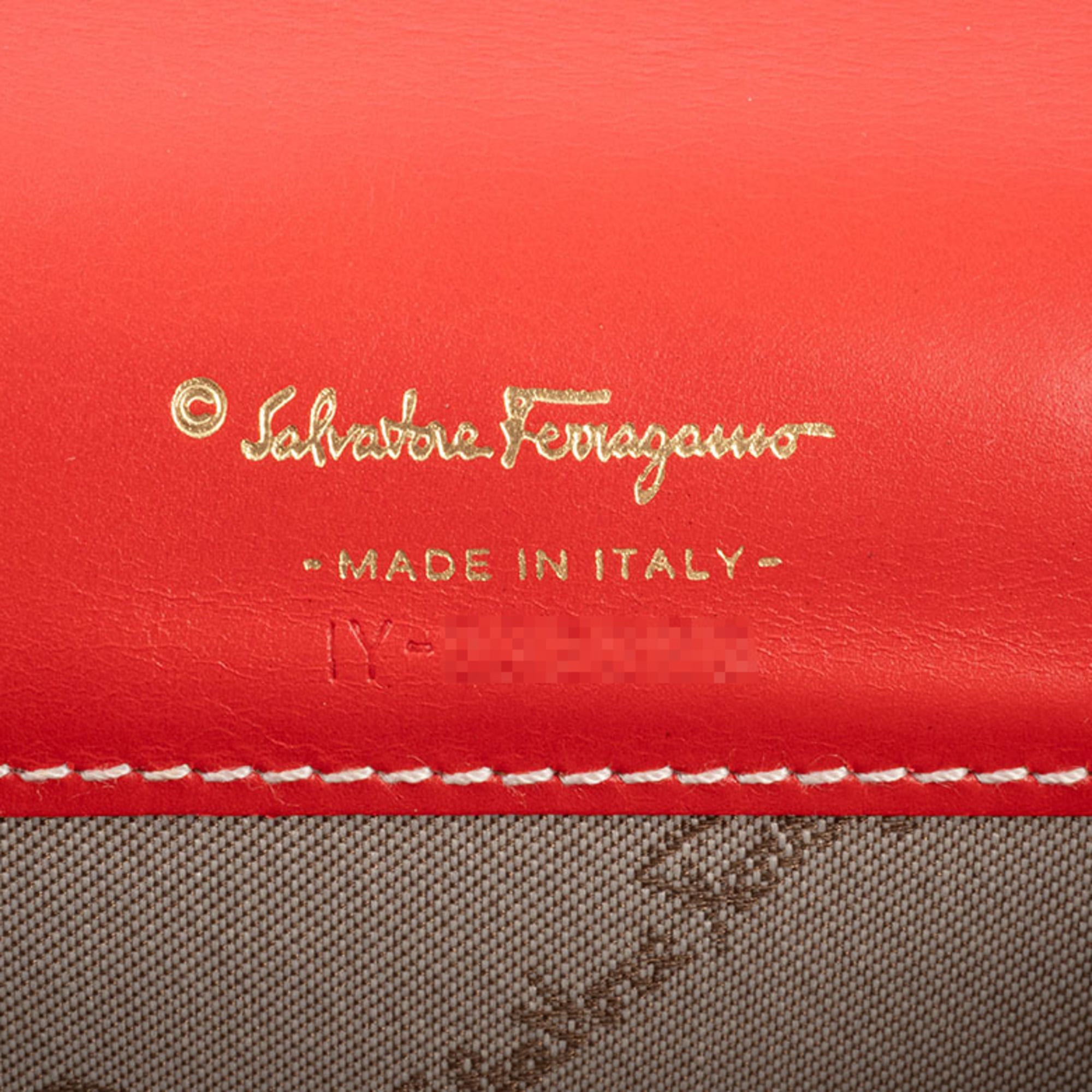 Salvatore Ferragamo Red Color Leather Fanny Pack Sling Bag (Pre-Owned)