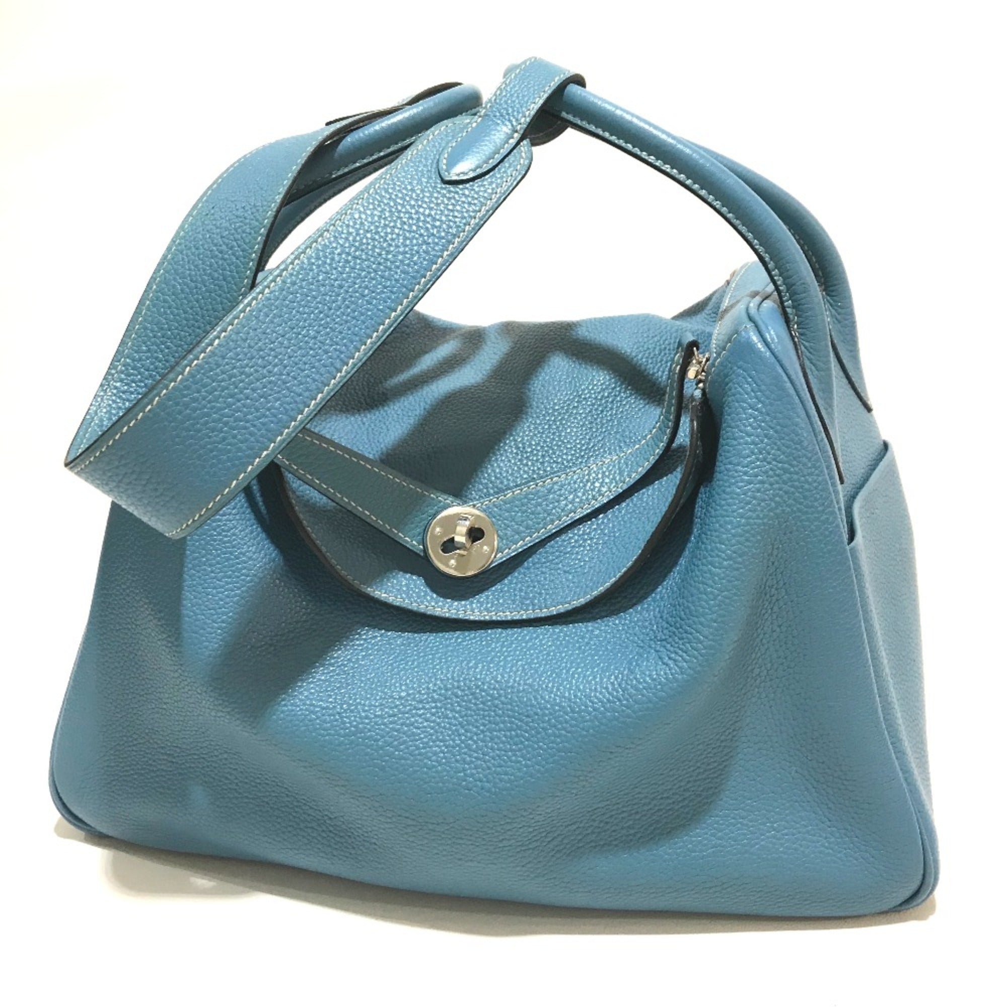 Hermes Blue Leather Handbag (Pre-Owned)