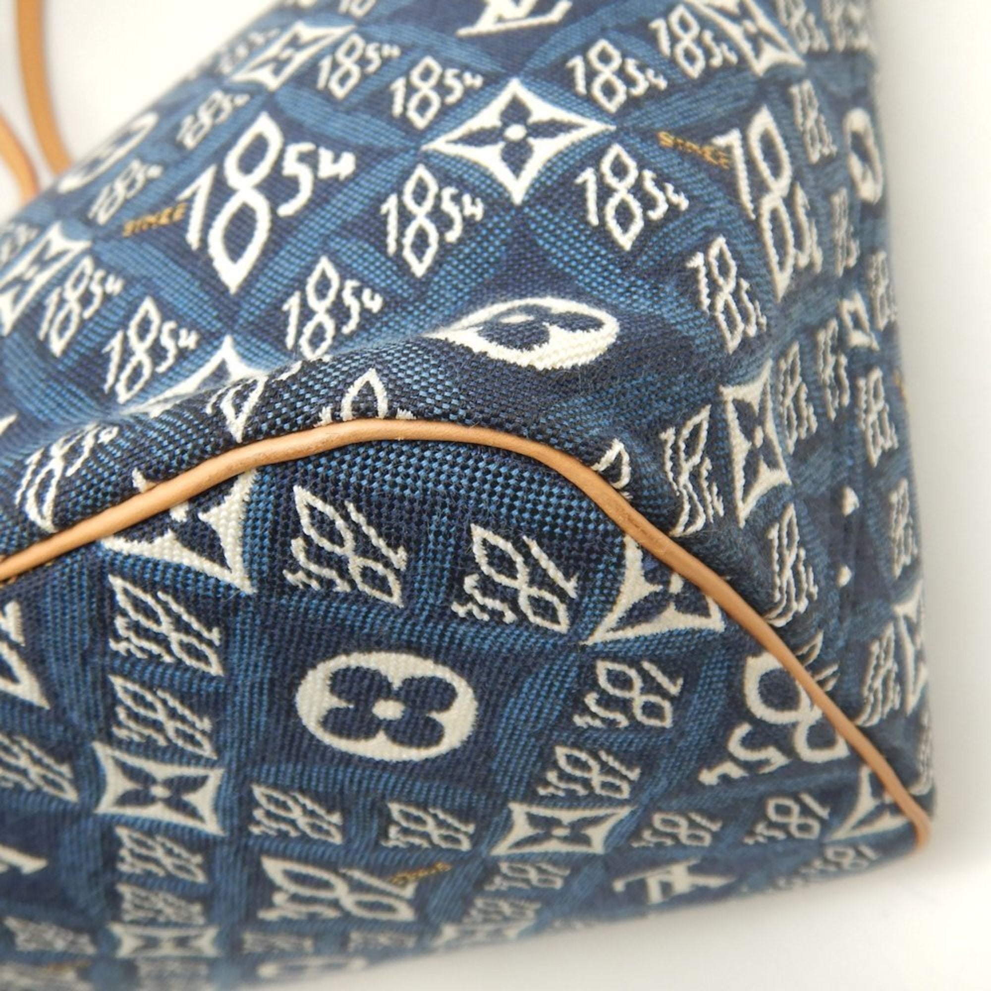 Louis Vuitton Blue Monogram Monogram Cotton Canvas Leather Tote Bag (Pre-Owned)