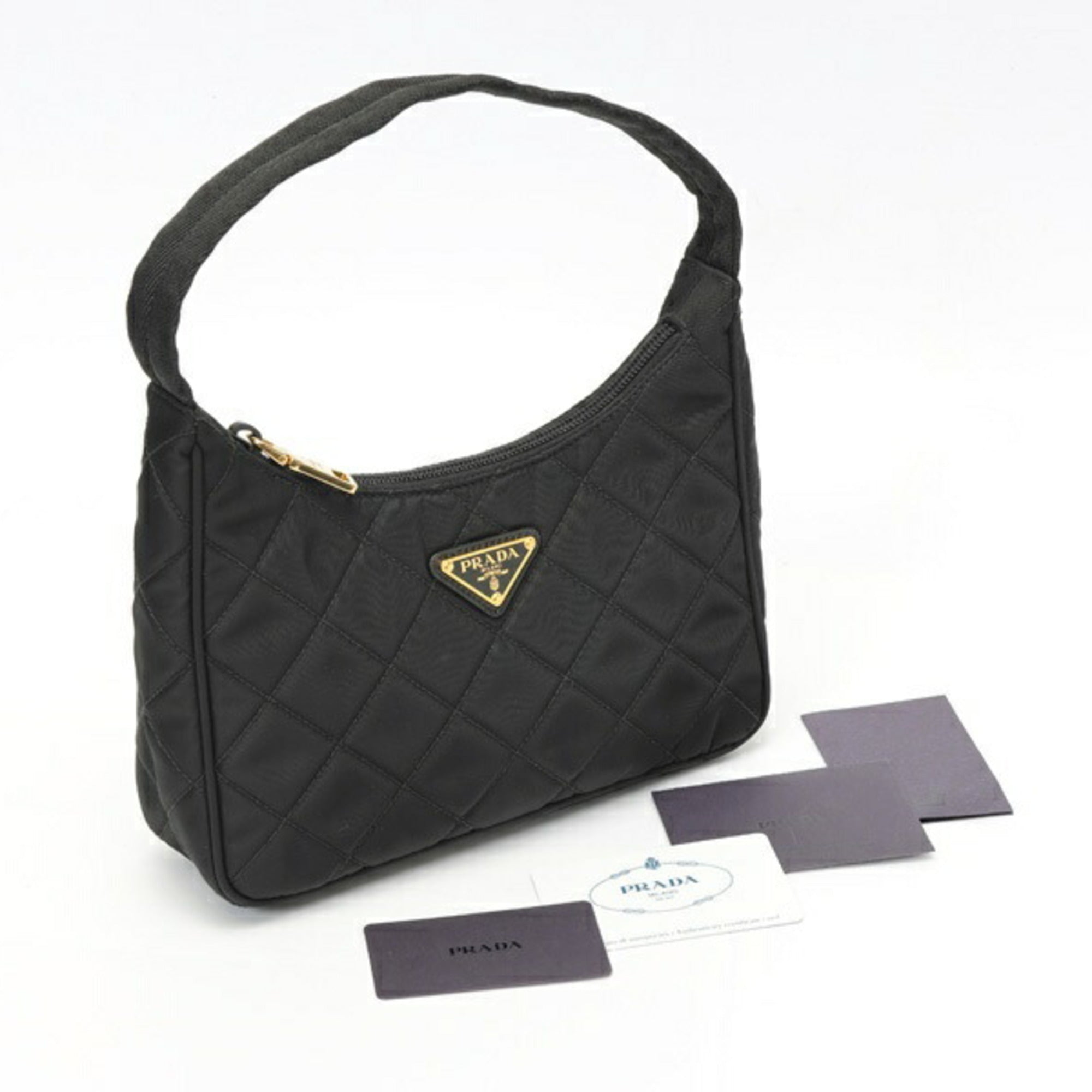 Prada Black Quilting Fabric Shoulder Bag (Pre-Owned)