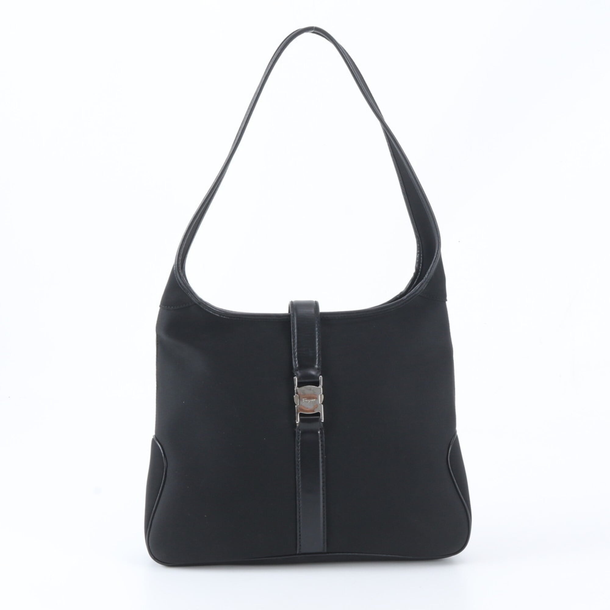Salvatore Ferragamo Black Leather Handbag Shoulder Bag (Pre-Owned)
