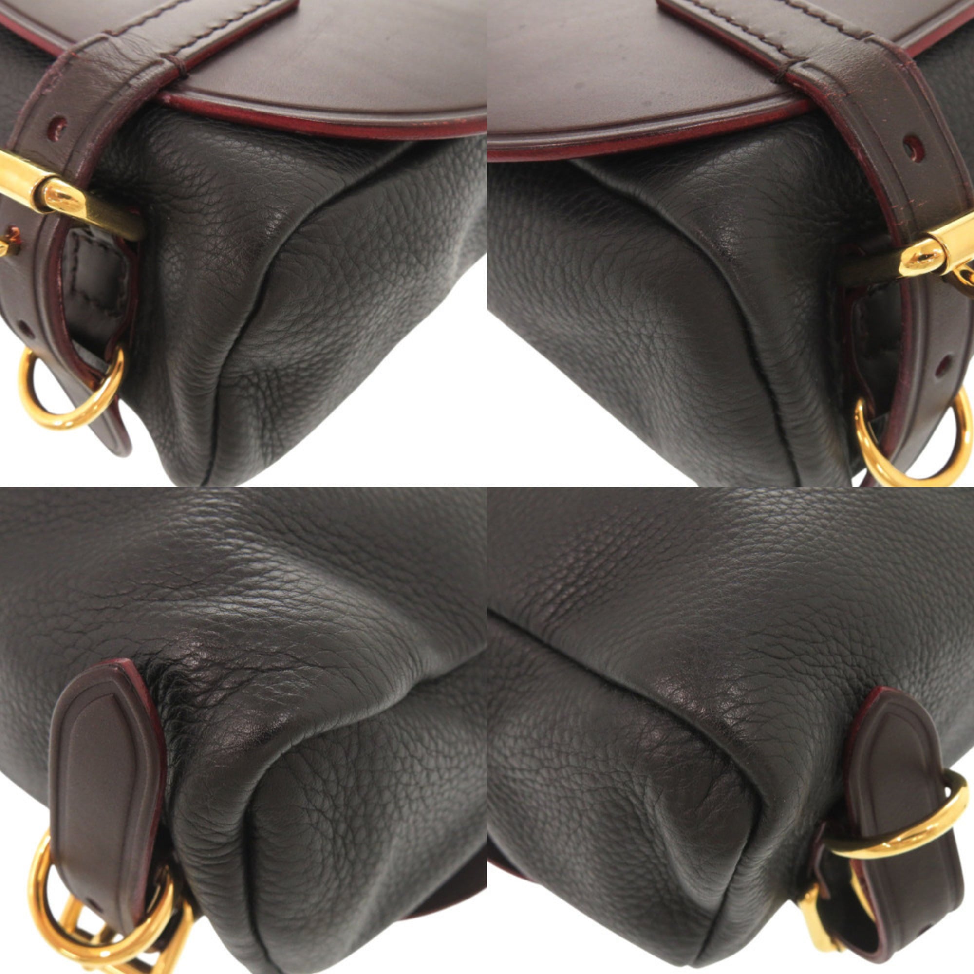 Burberry Black Dark Brown Leather Shoulder Bag (Pre-Owned)