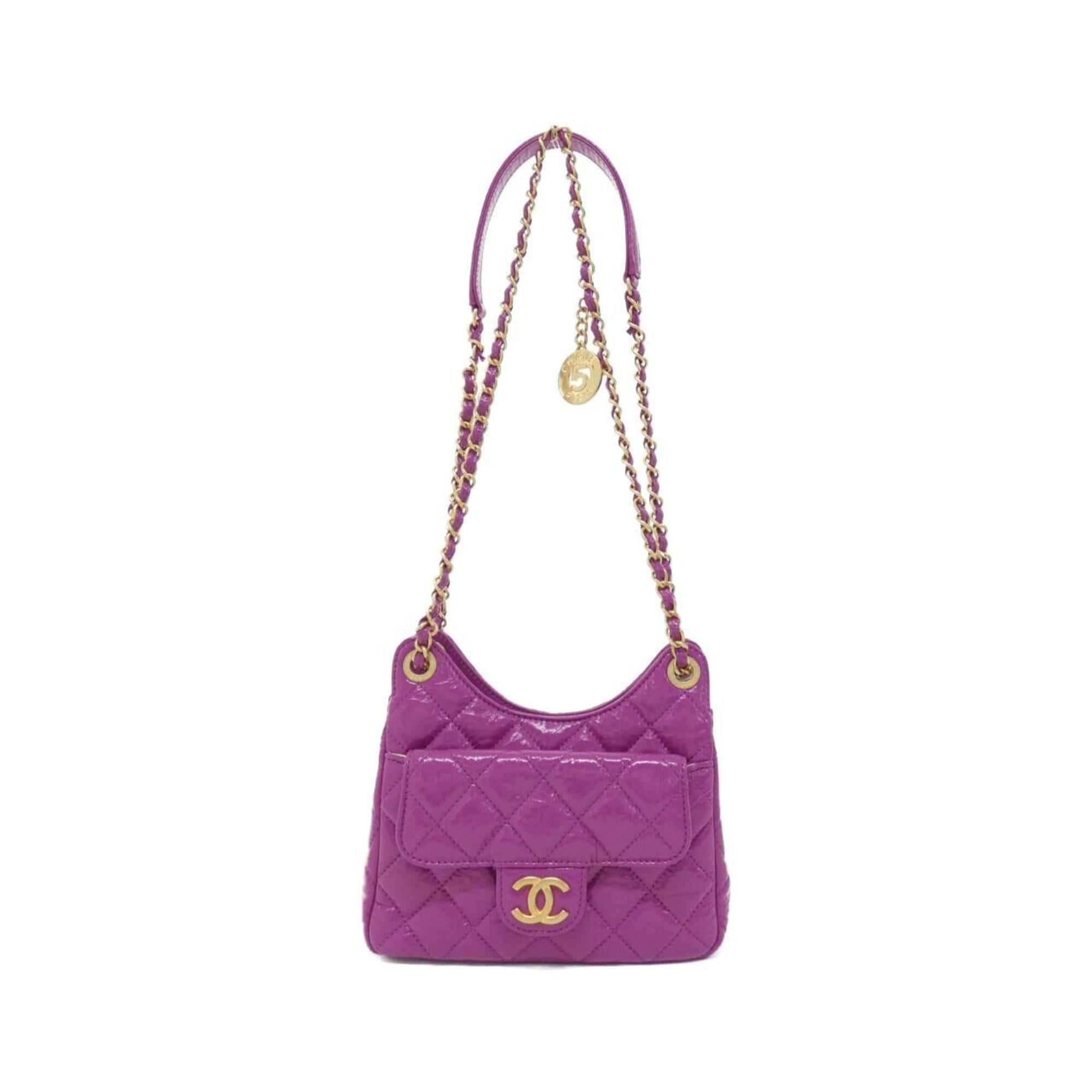 Chanel Purple Leather Shoulder Bag (Pre-Owned)