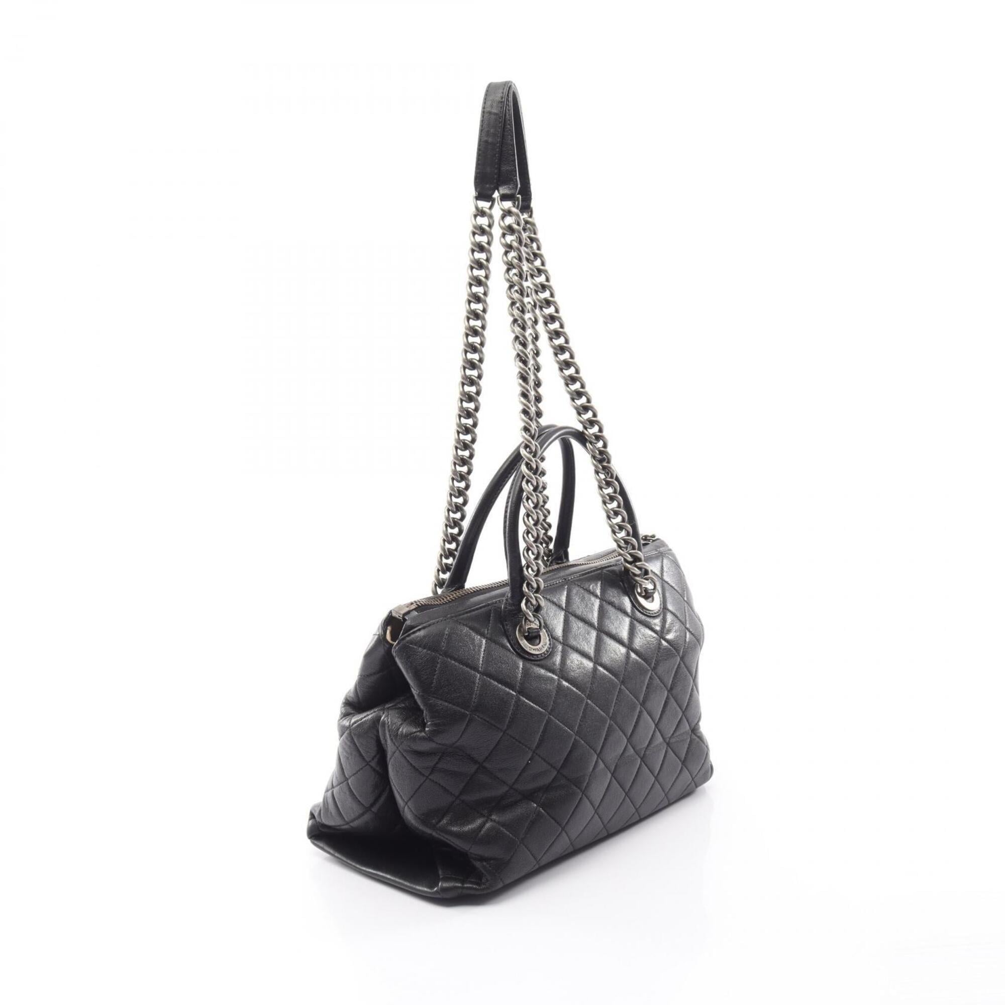 Chanel Black Leather Handbag Tote Bag (Pre-Owned)