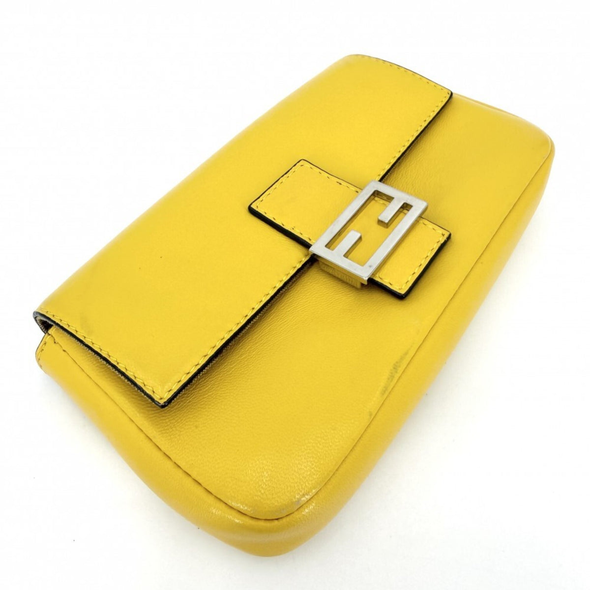 Fendi Yellow Leather Handbag Shoulder Bag (Pre-Owned)