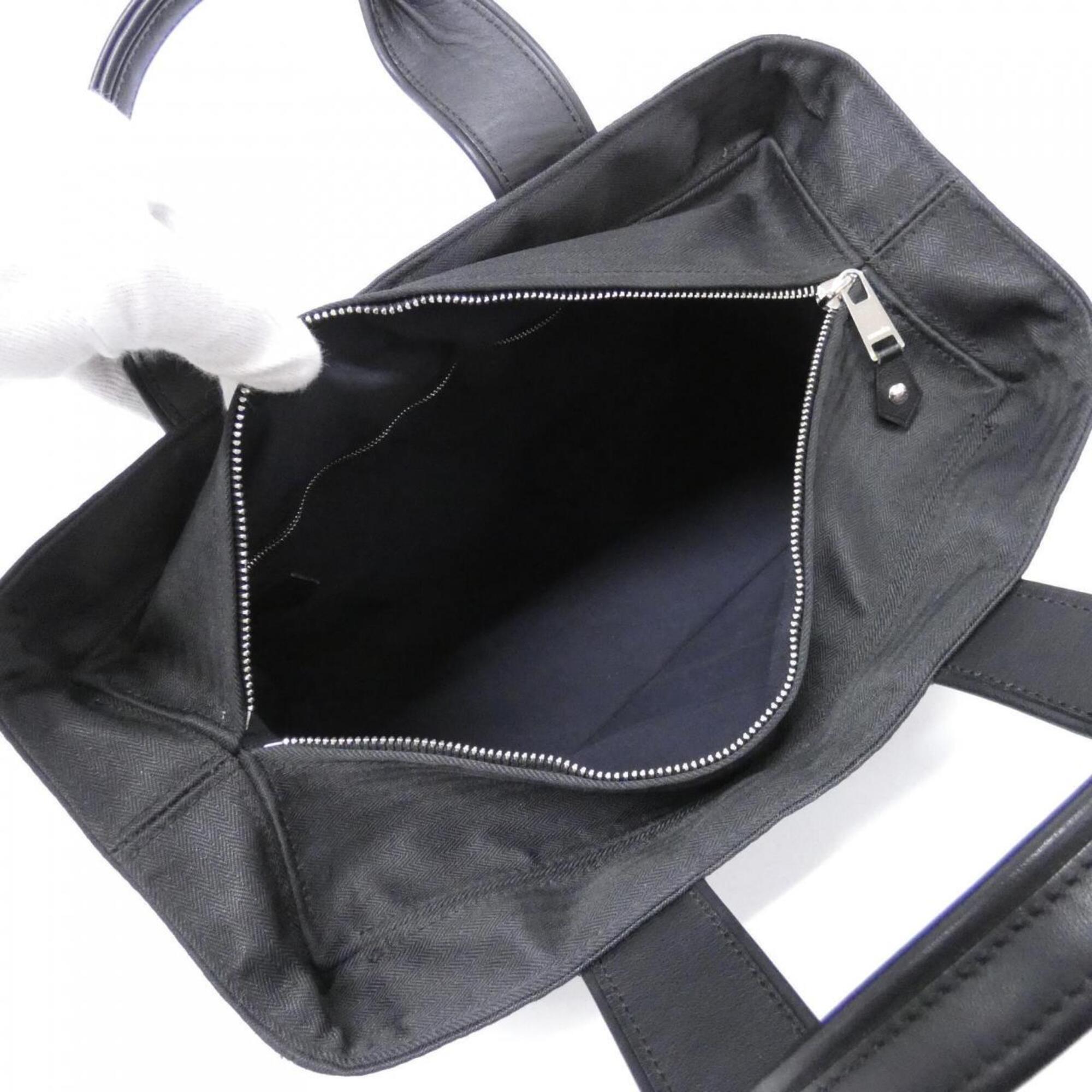 Hermes Black Toile Chevron Handbag (Pre-Owned)