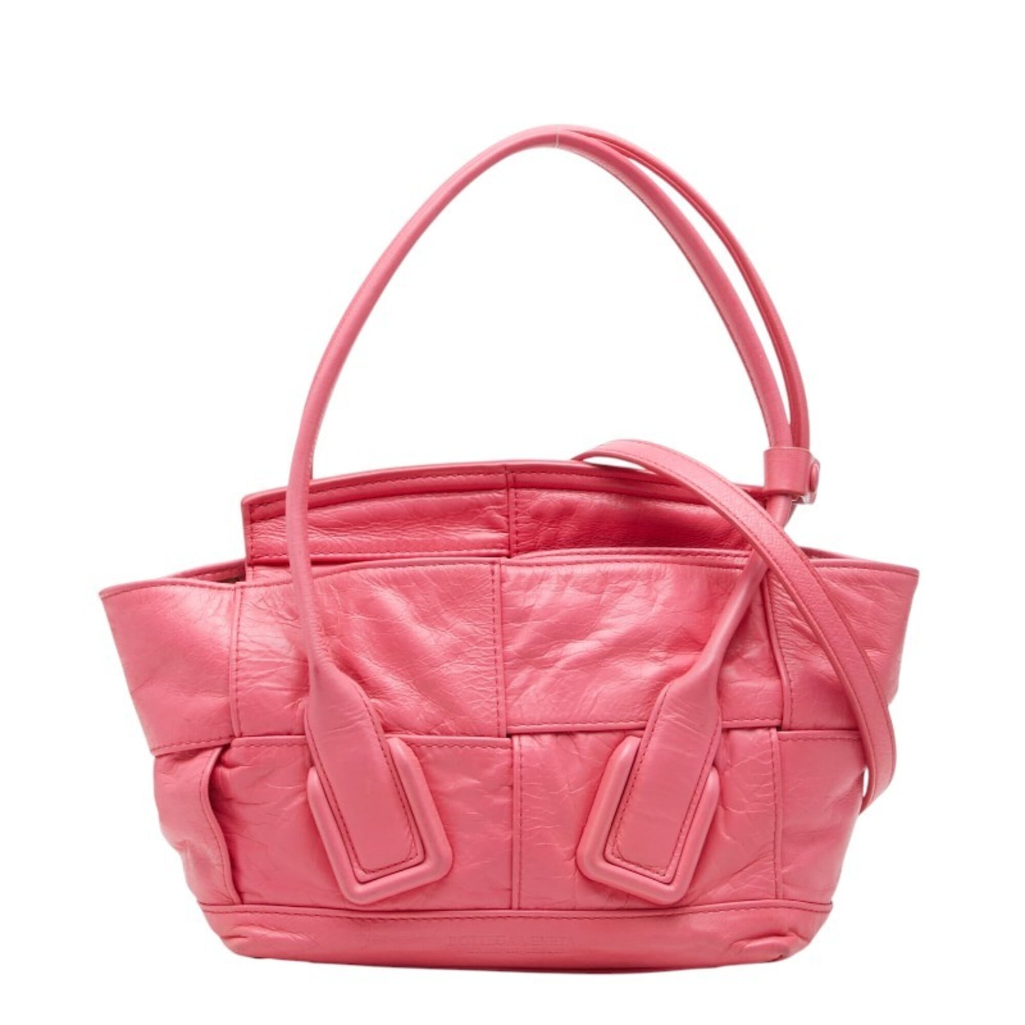 Bottega Veneta Pink Leather Handbag Shoulder Bag (Pre-Owned)