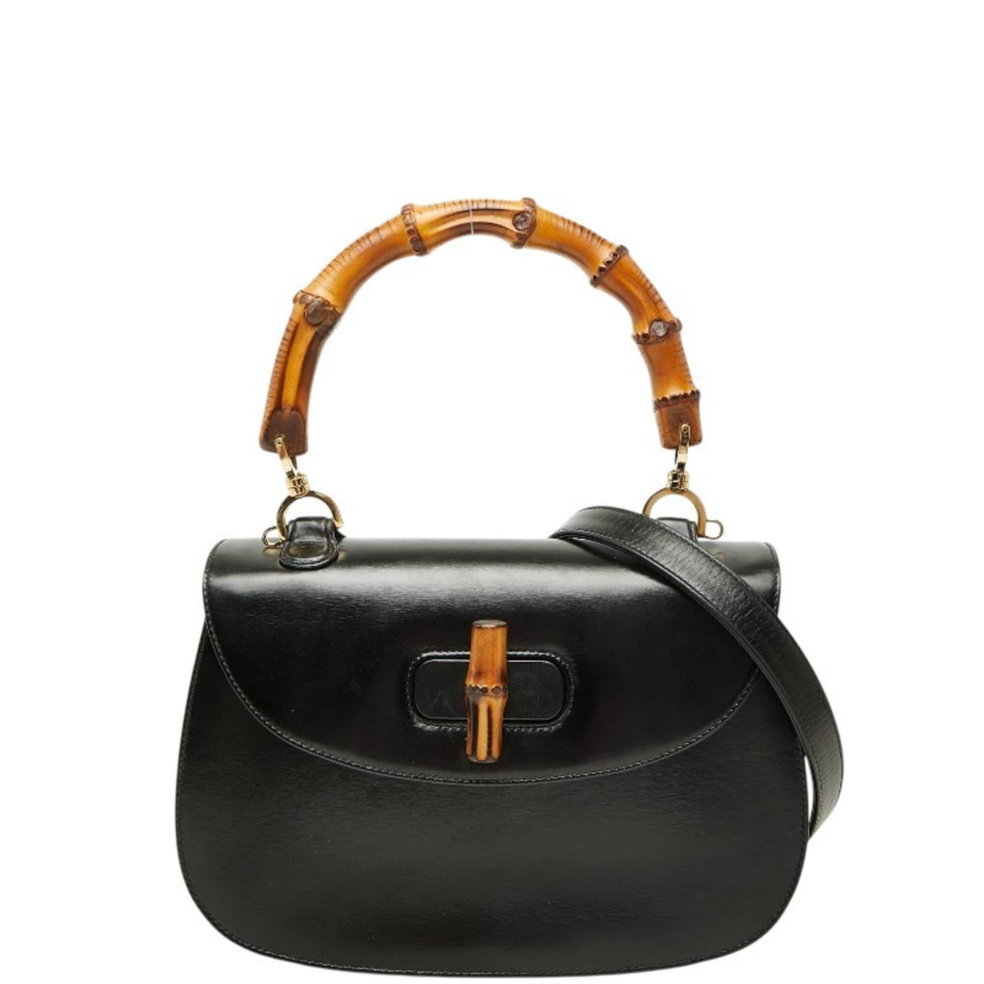 Gucci Black Leather Handbag Shoulder Bag (Pre-Owned)