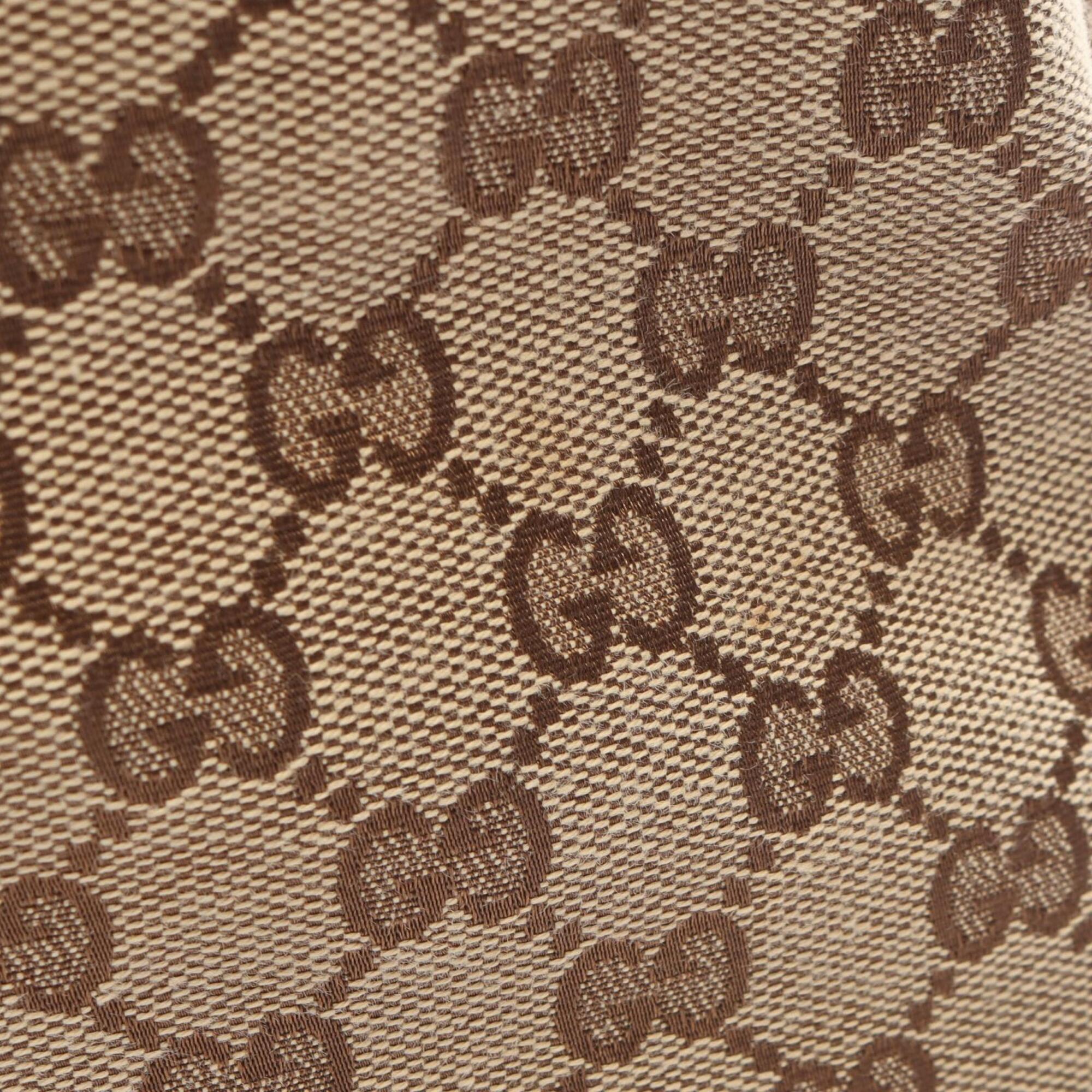 Gucci Beige Brown Gg Canvas Leather Handbag Tote Bag (Pre-Owned)