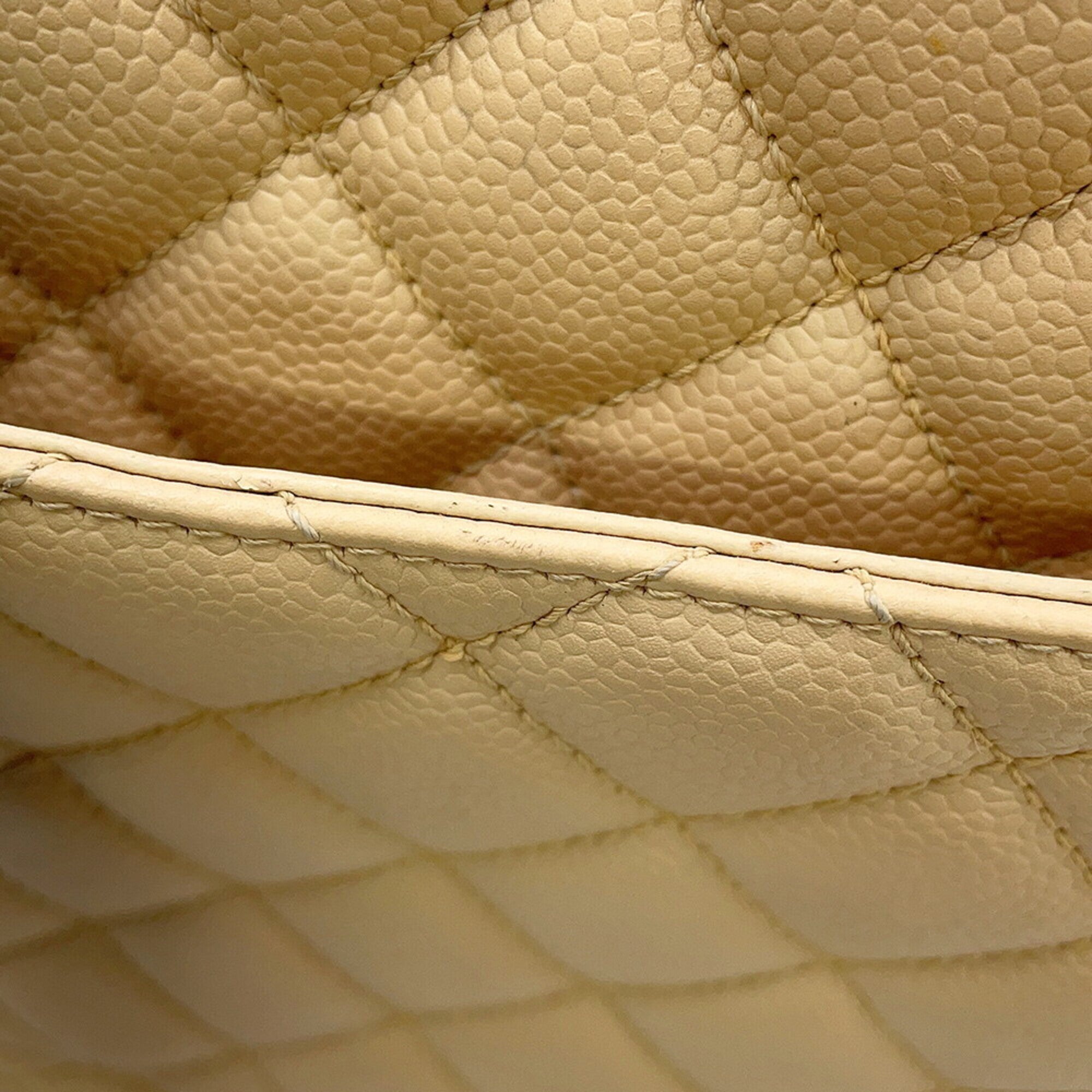 Chanel Beige Grained Calfskin Handbag (Pre-Owned)