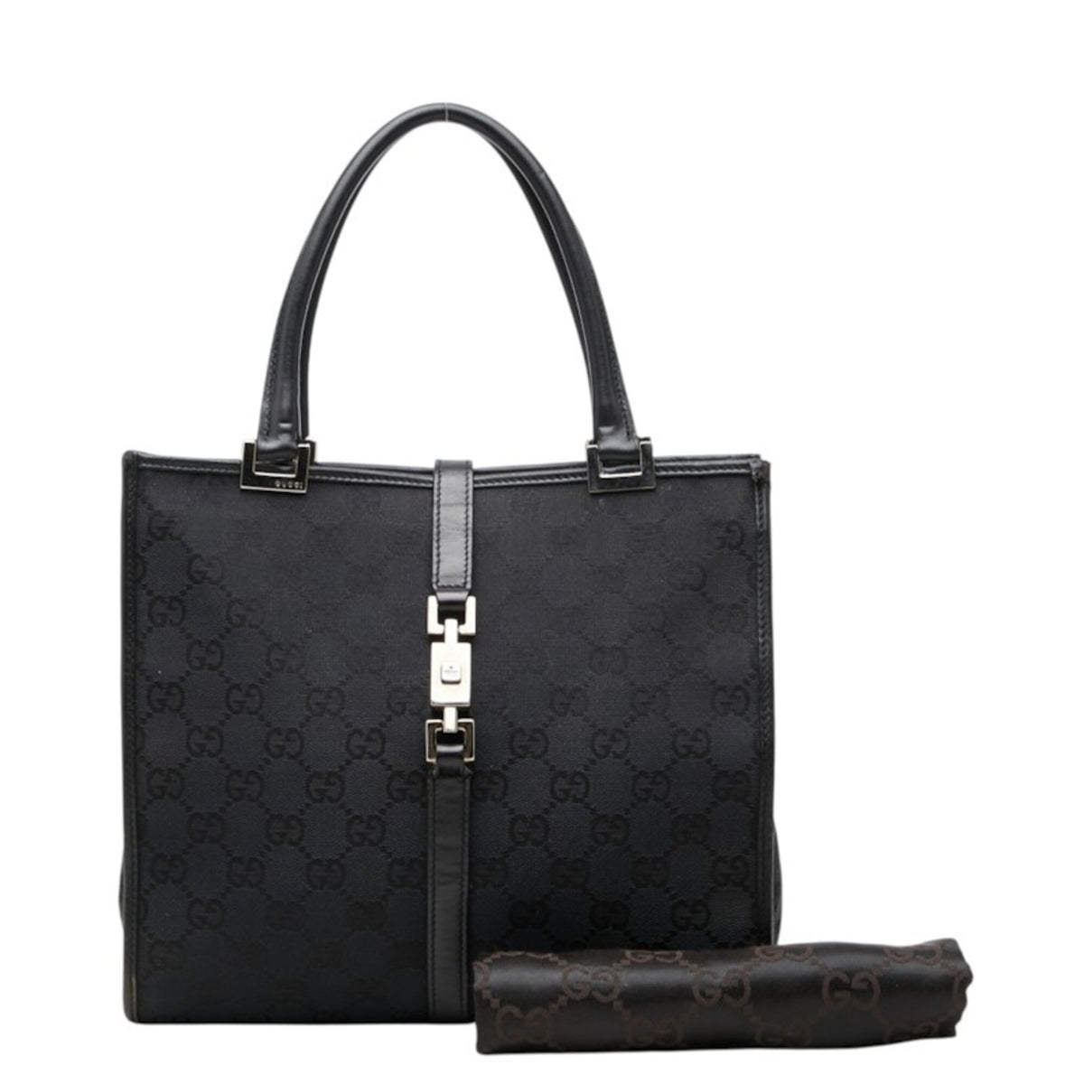 Gucci Black Canvas Leather Handbag Tote Bag (Pre-Owned)