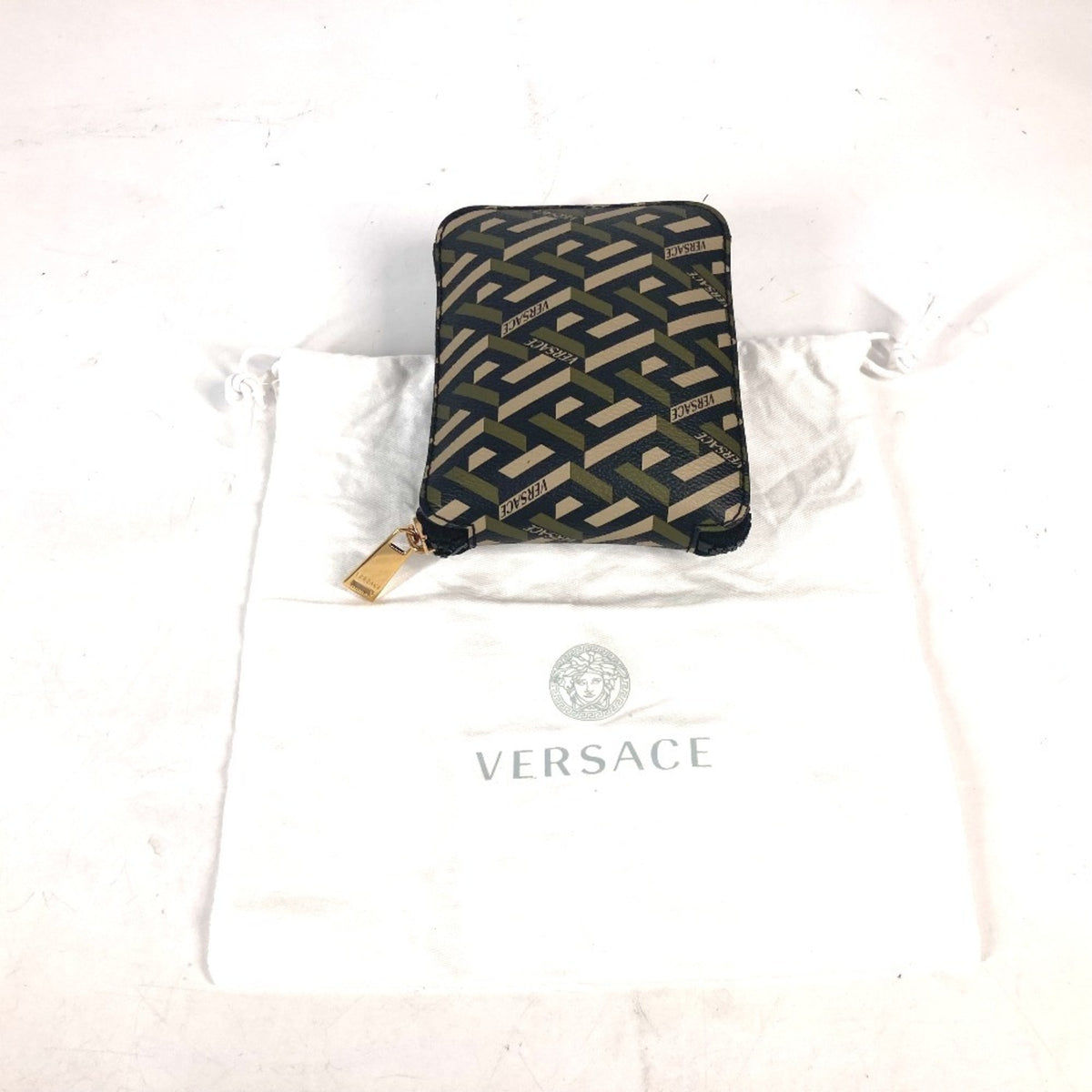Versace Khaki Pink Leather Nylon Eco-Bag Shoulder Bag Tote Bag (Pre-Owned)