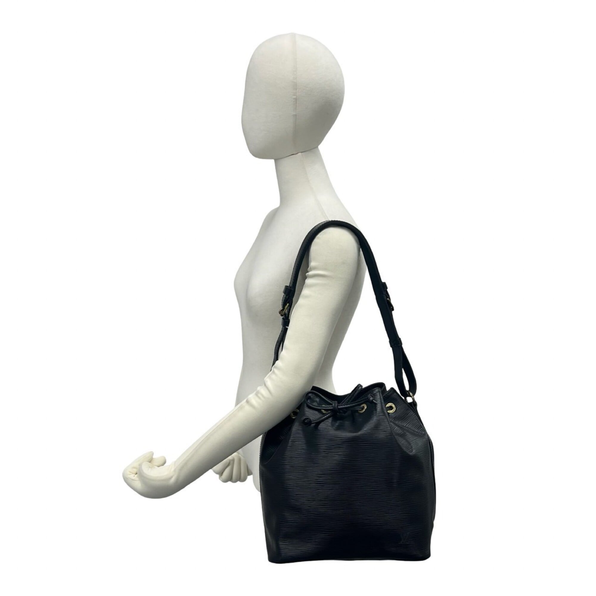 Louis Vuitton Black Leather Shoulder Bag Tote Bag (Pre-Owned)