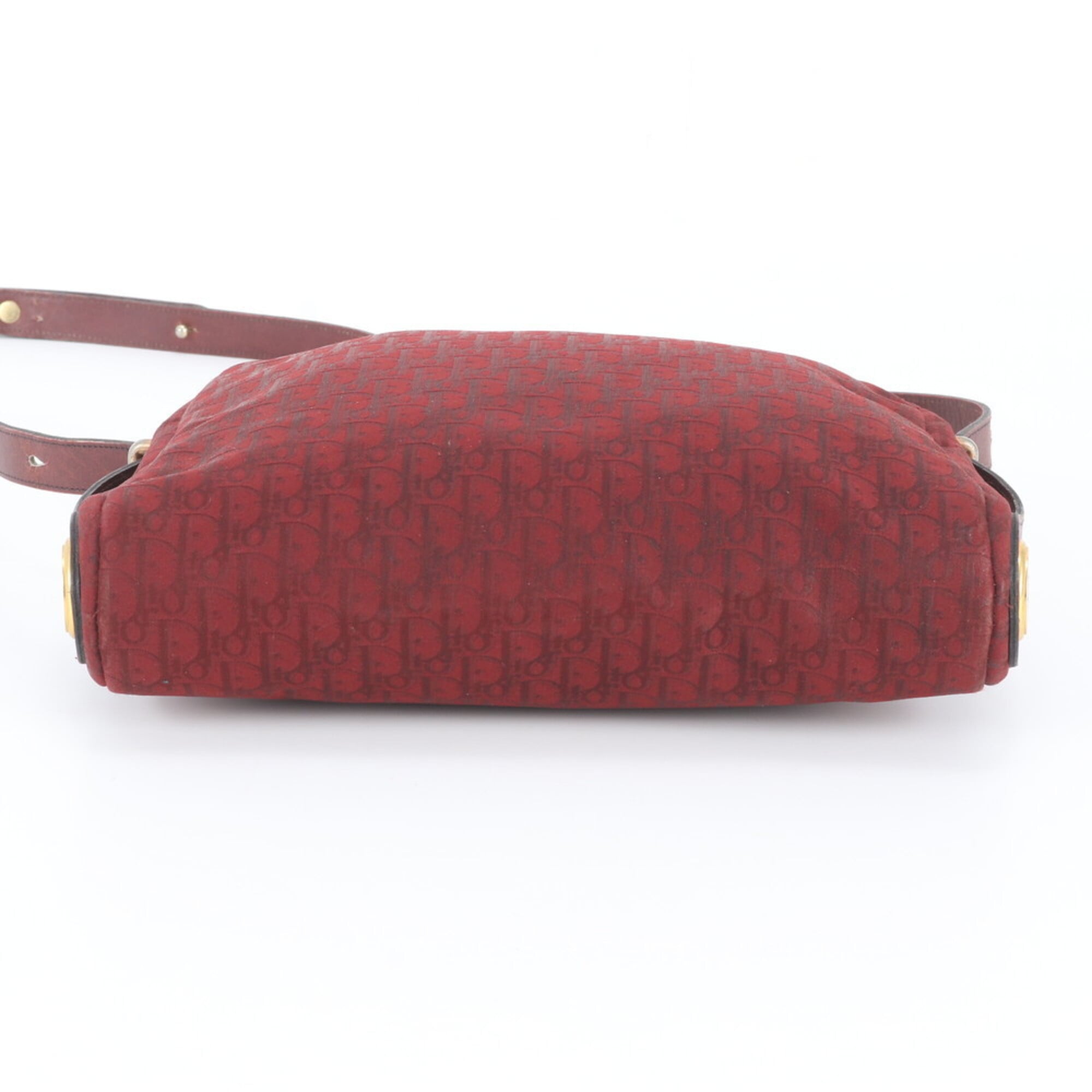Christian Dior Red Color Wine Leather Canvas Crossbody Bag Shoulder Bag (Pre-Owned)