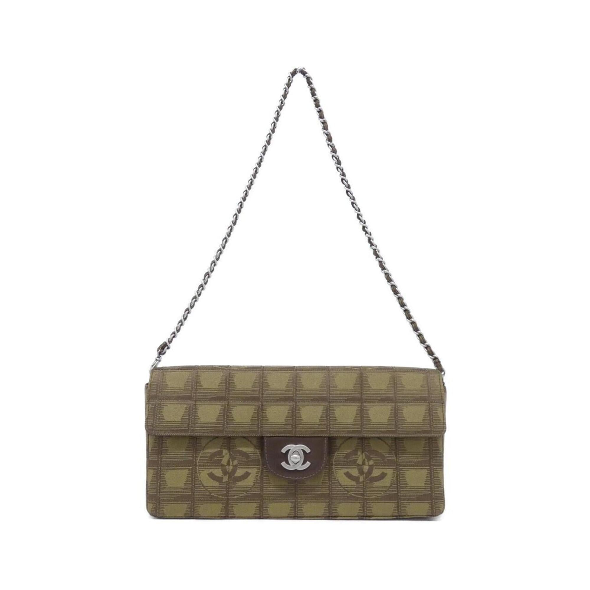 Chanel Travel Line Khaki Nylon Shoulder Bag (Pre-Owned)