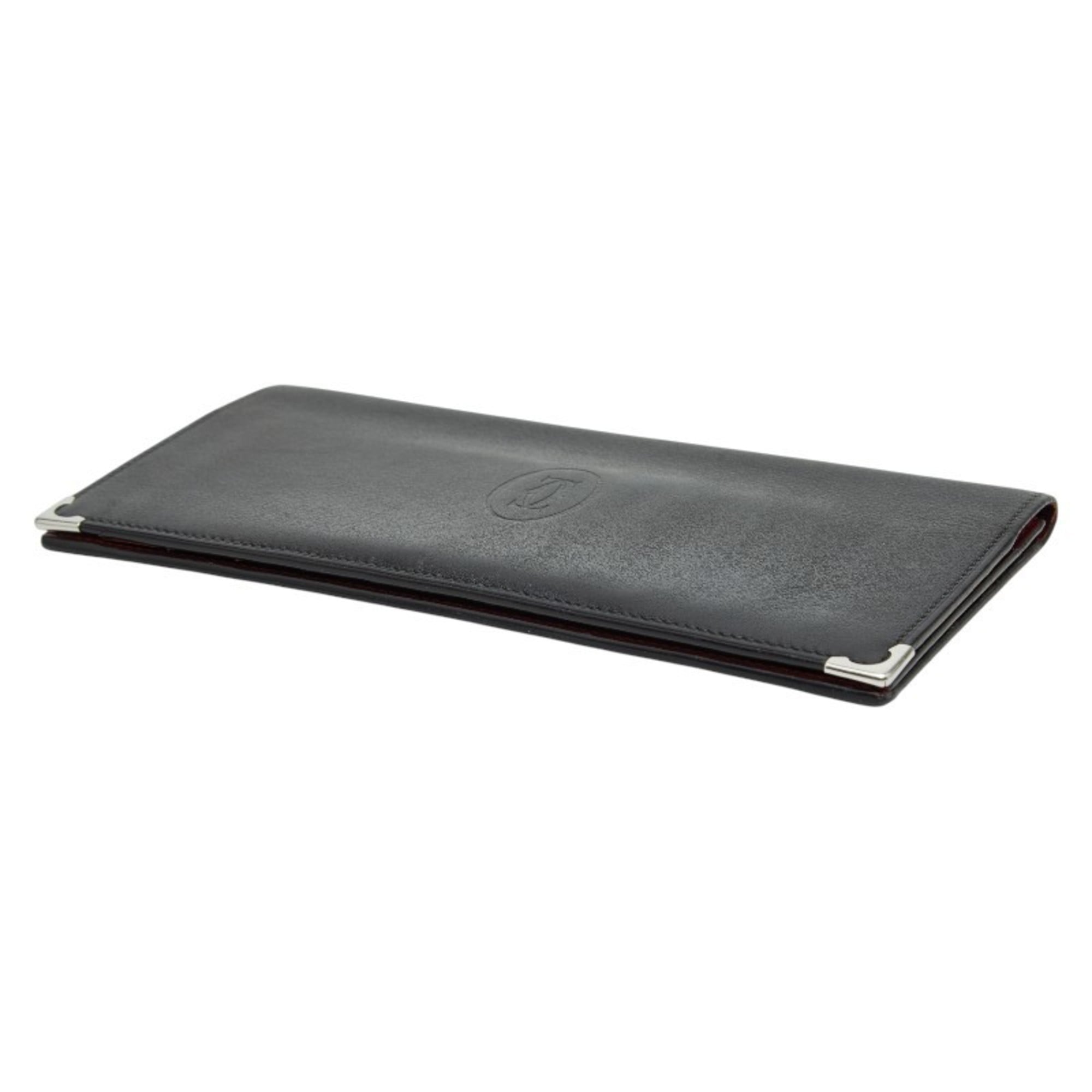 Cartier Black Leather Long Bill Wallet (Bi-Fold) (Pre-Owned)