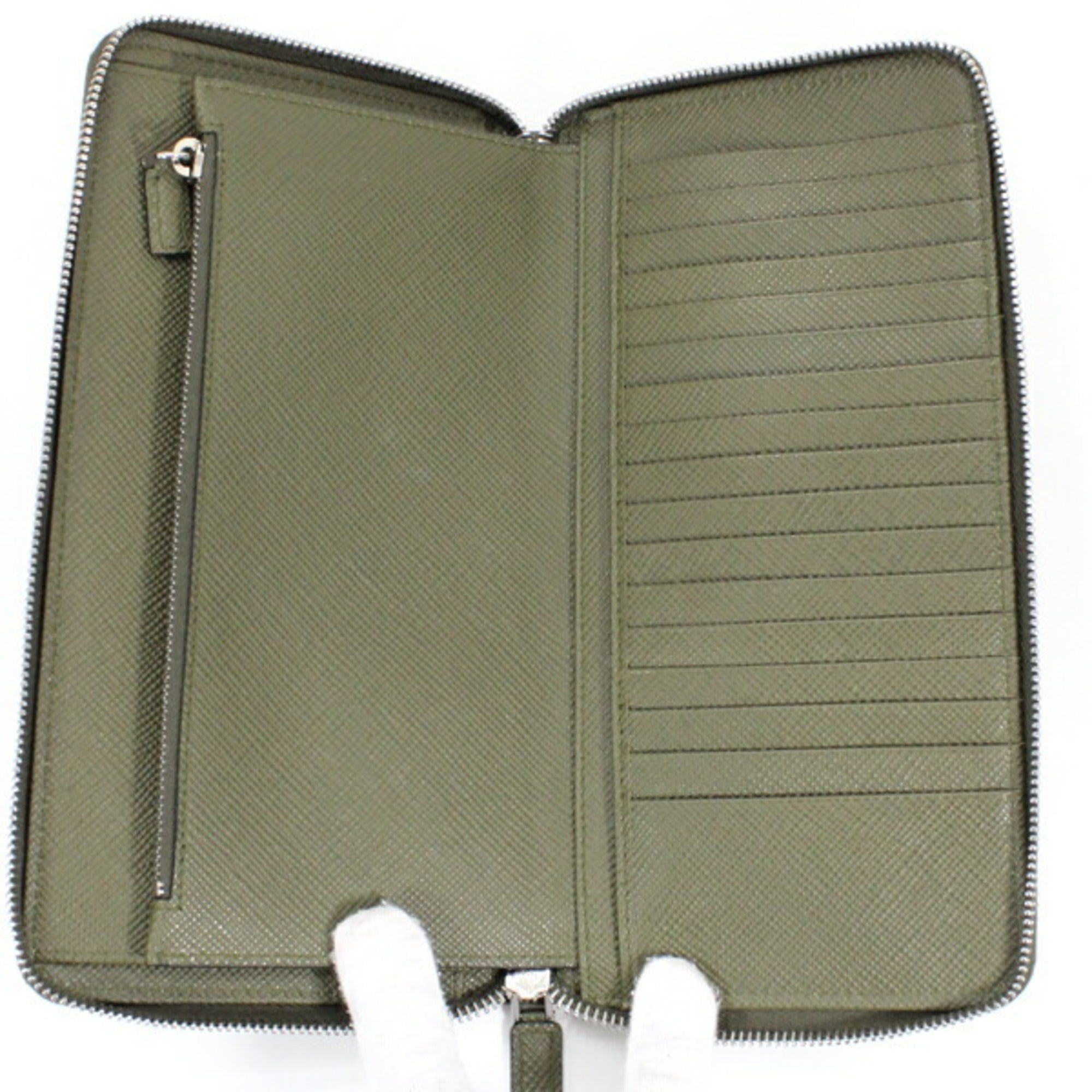 Prada Khaki Saffiano Long Wallet (Bi-Fold) (Pre-Owned)