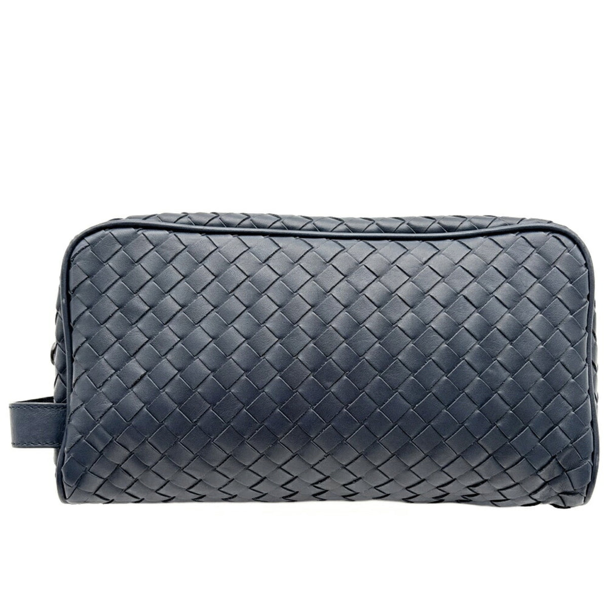 Bottega Veneta Intrecciato Navy Leather Pouch (Pre-Owned)
