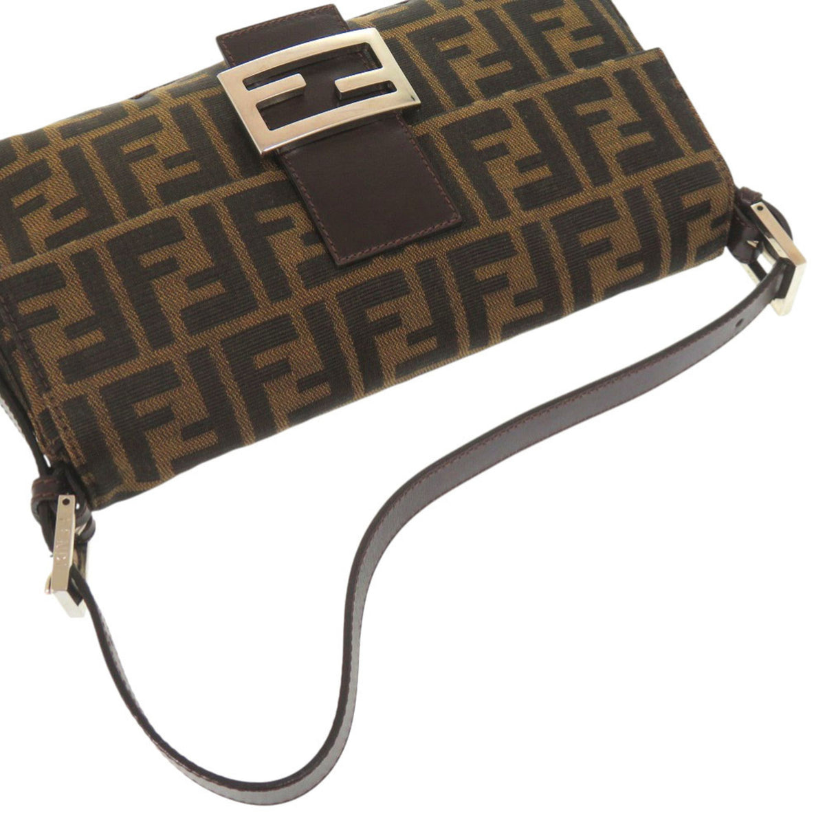 Fendi Brown Leather Nylon Handbag (Pre-Owned)