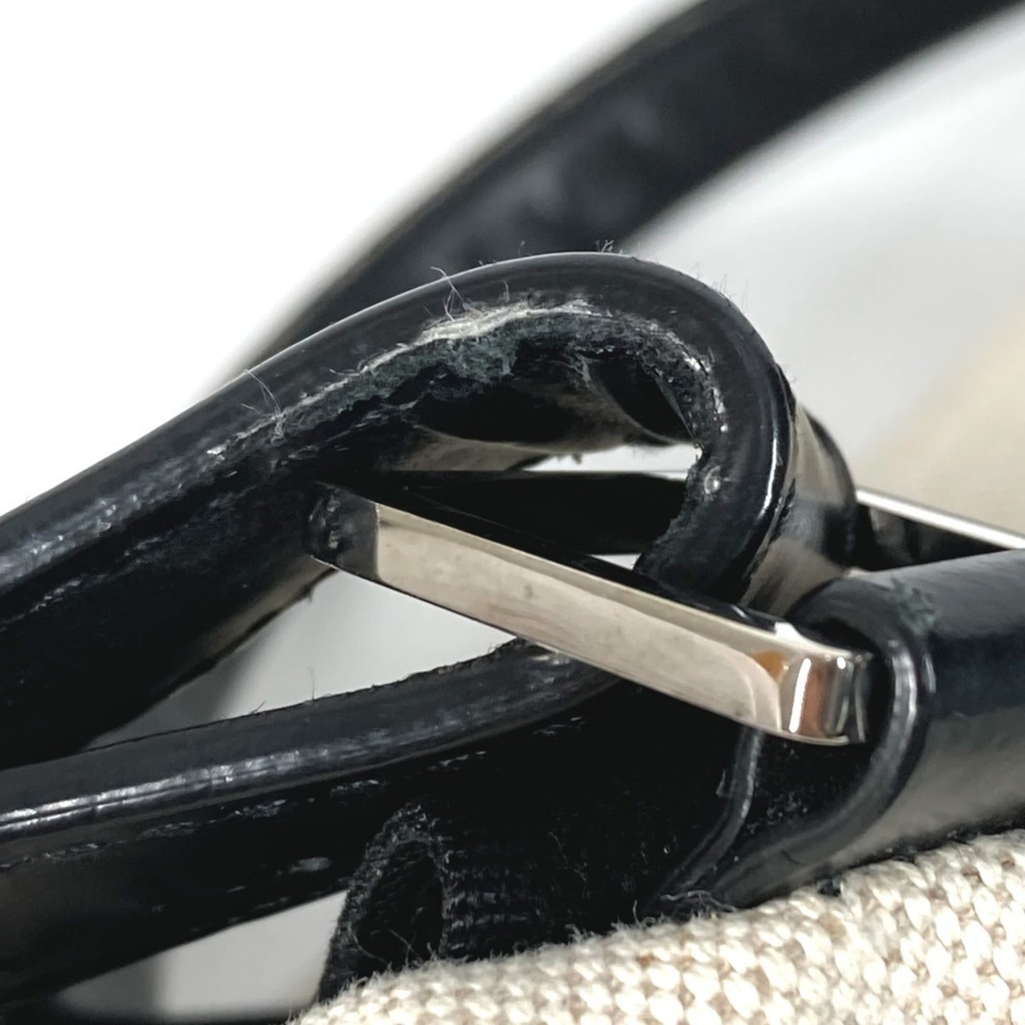 Balenciaga Black White Leather Canvas Boston Bag (Pre-Owned)