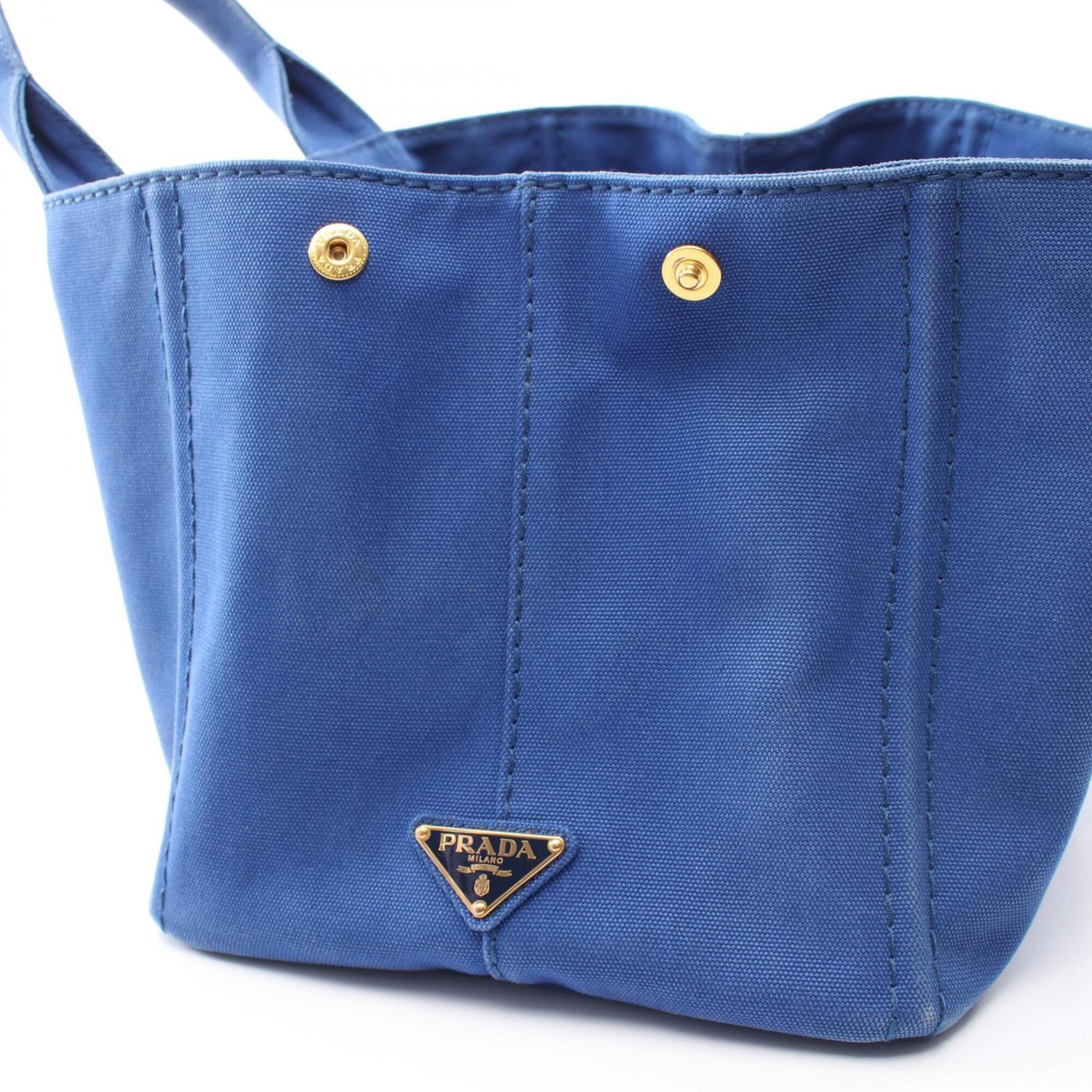 Prada Blue Canvas Handbag Tote Bag (Pre-Owned)