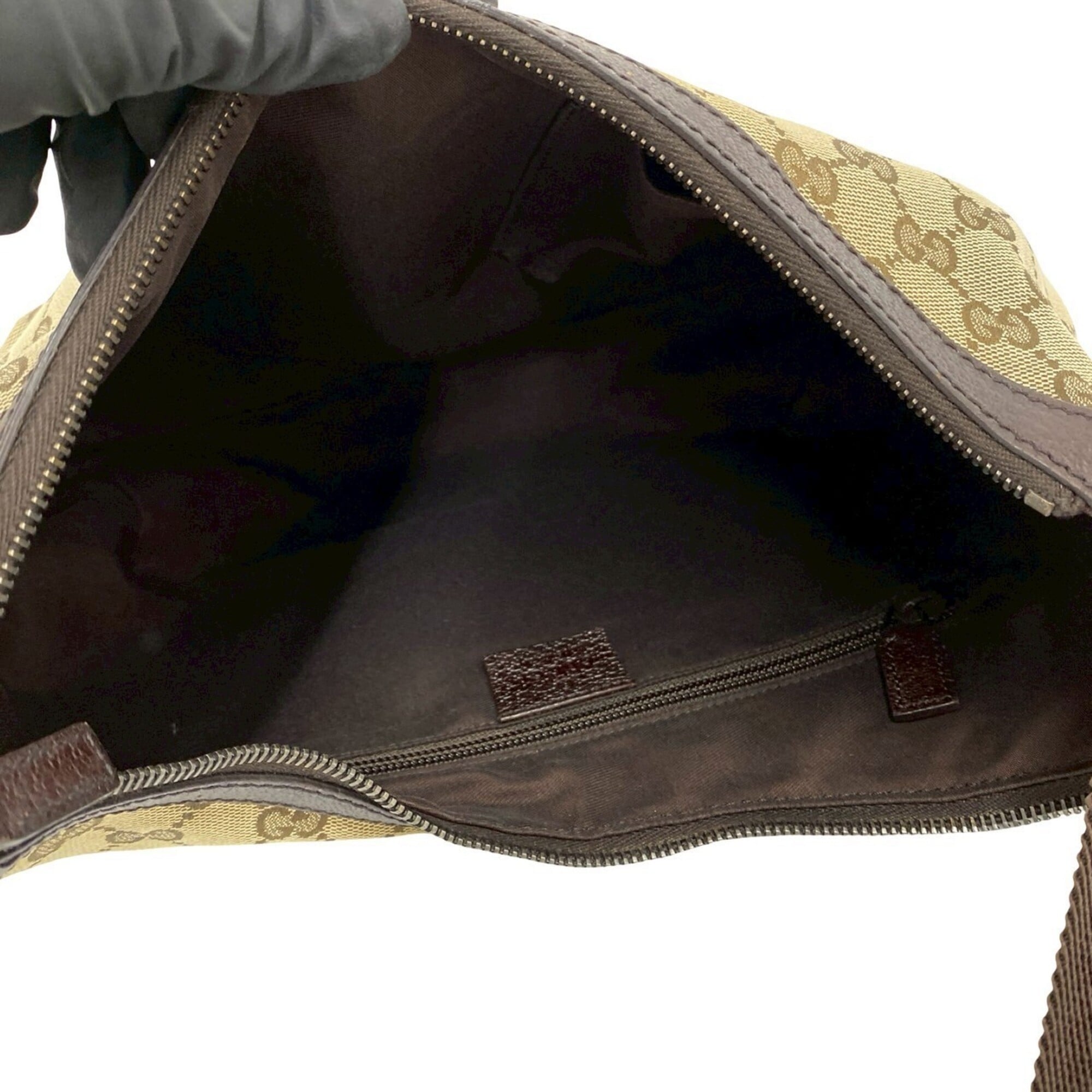 Gucci Brown Canvas Leather Pochette Shoulder Bag (Pre-Owned)