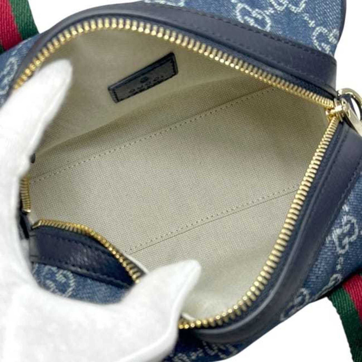 Gucci Blue Denim Canvas Boston Bag Shoulder Bag (Pre-Owned)
