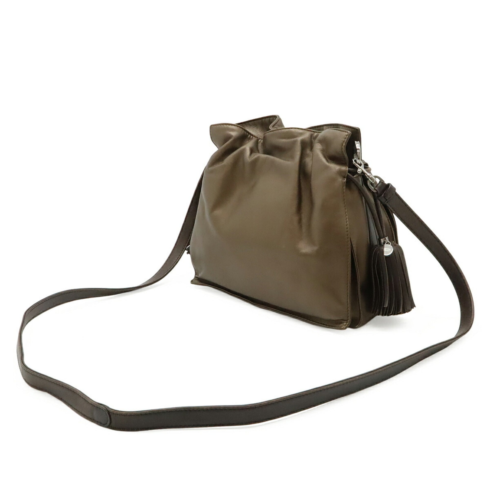 Loewe Dark Brown Metallic Bronze Nappa Leather Pochette Shoulder Bag (Pre-Owned)
