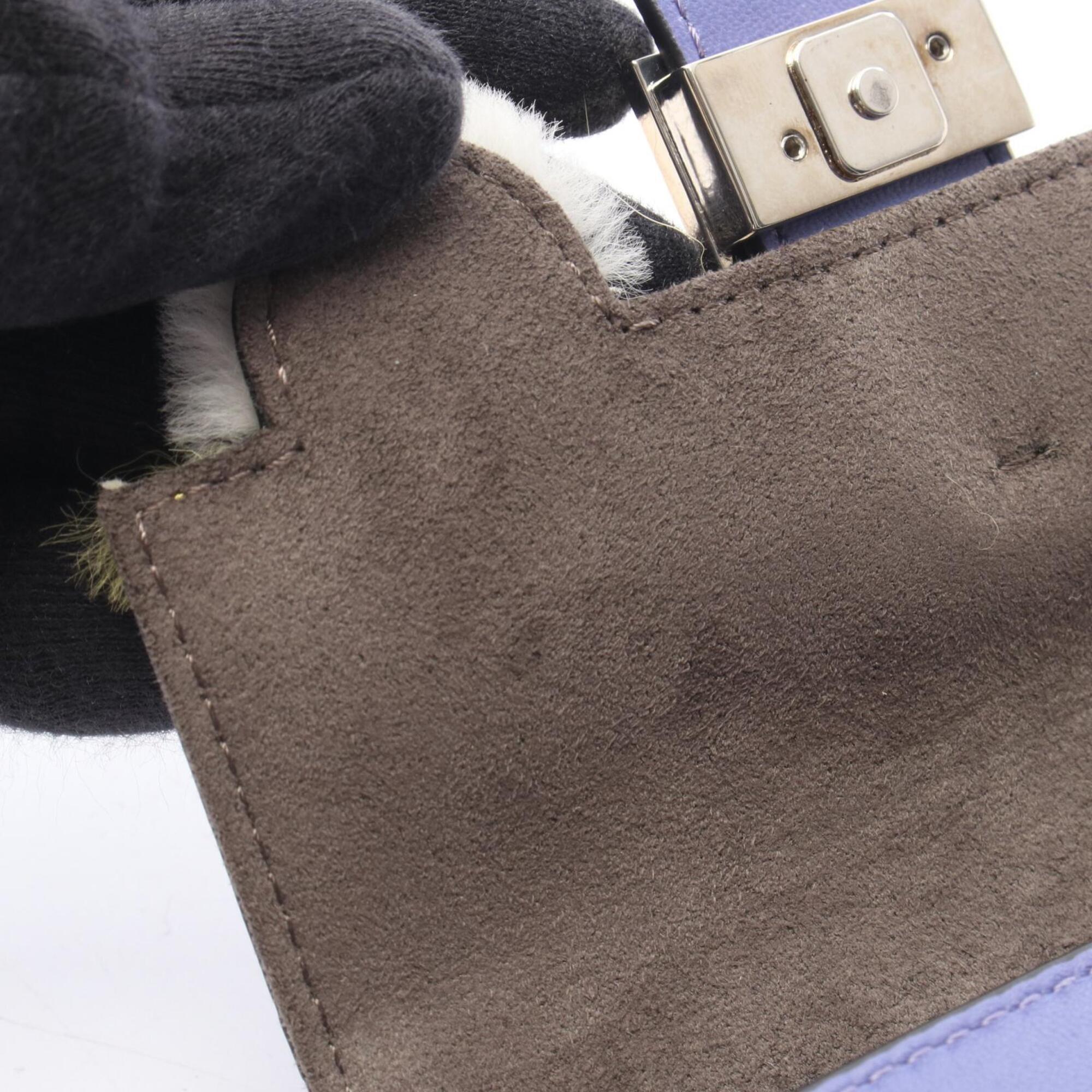 Fendi Multi-Color Purple Yellow Leather Fur Handbag Shoulder Bag (Pre-Owned)