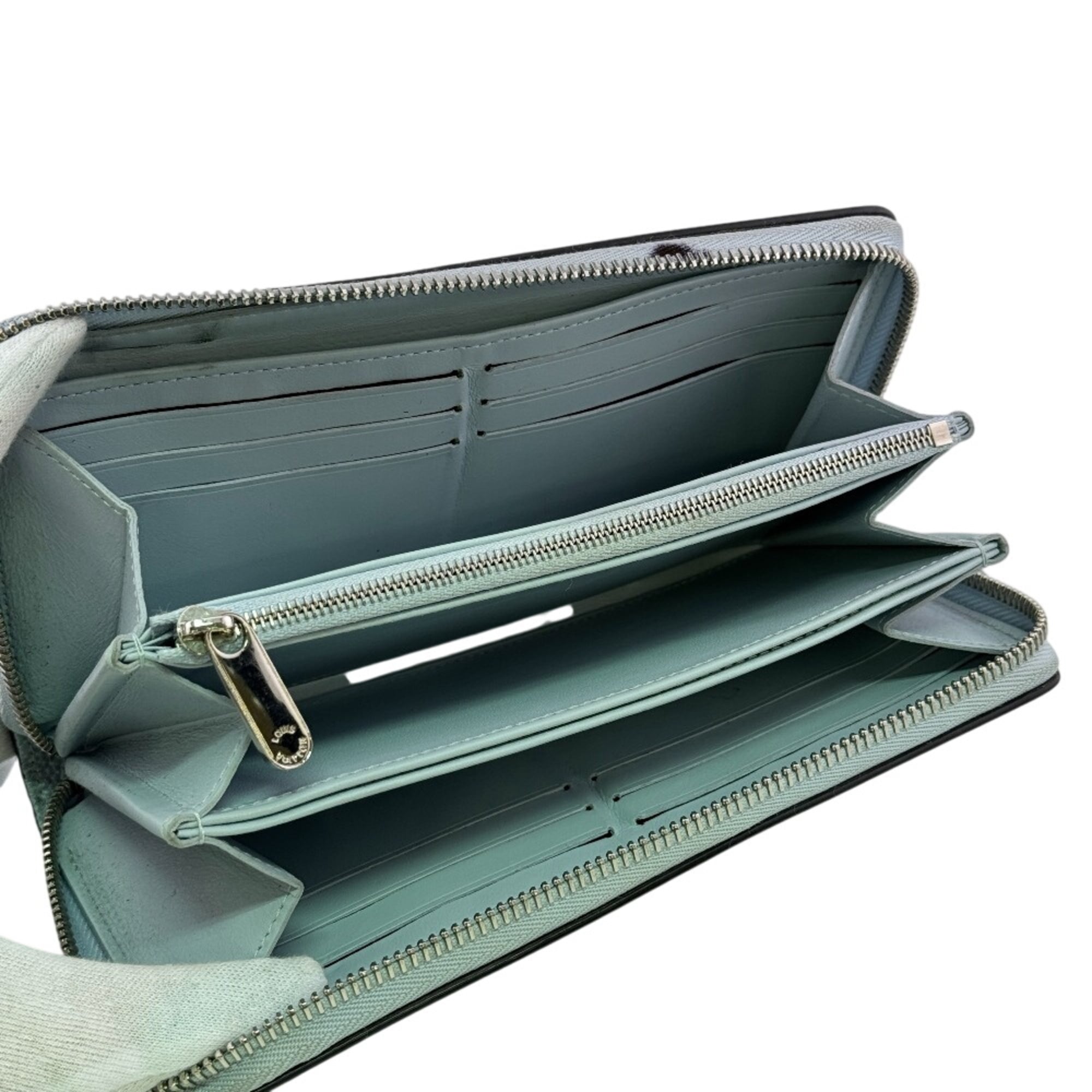 Louis Vuitton Mahina Blue Mahina Leather Long Wallet (Bi-Fold) (Pre-Owned)