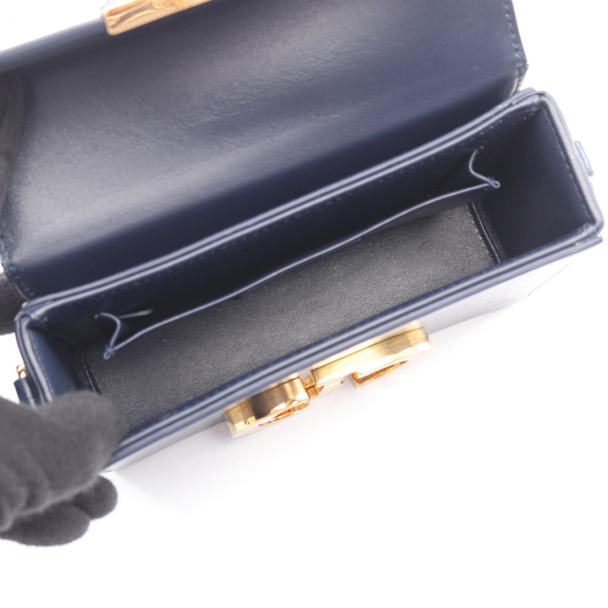 Christian Dior Navy Leather Handbag Shoulder Bag (Pre-Owned)